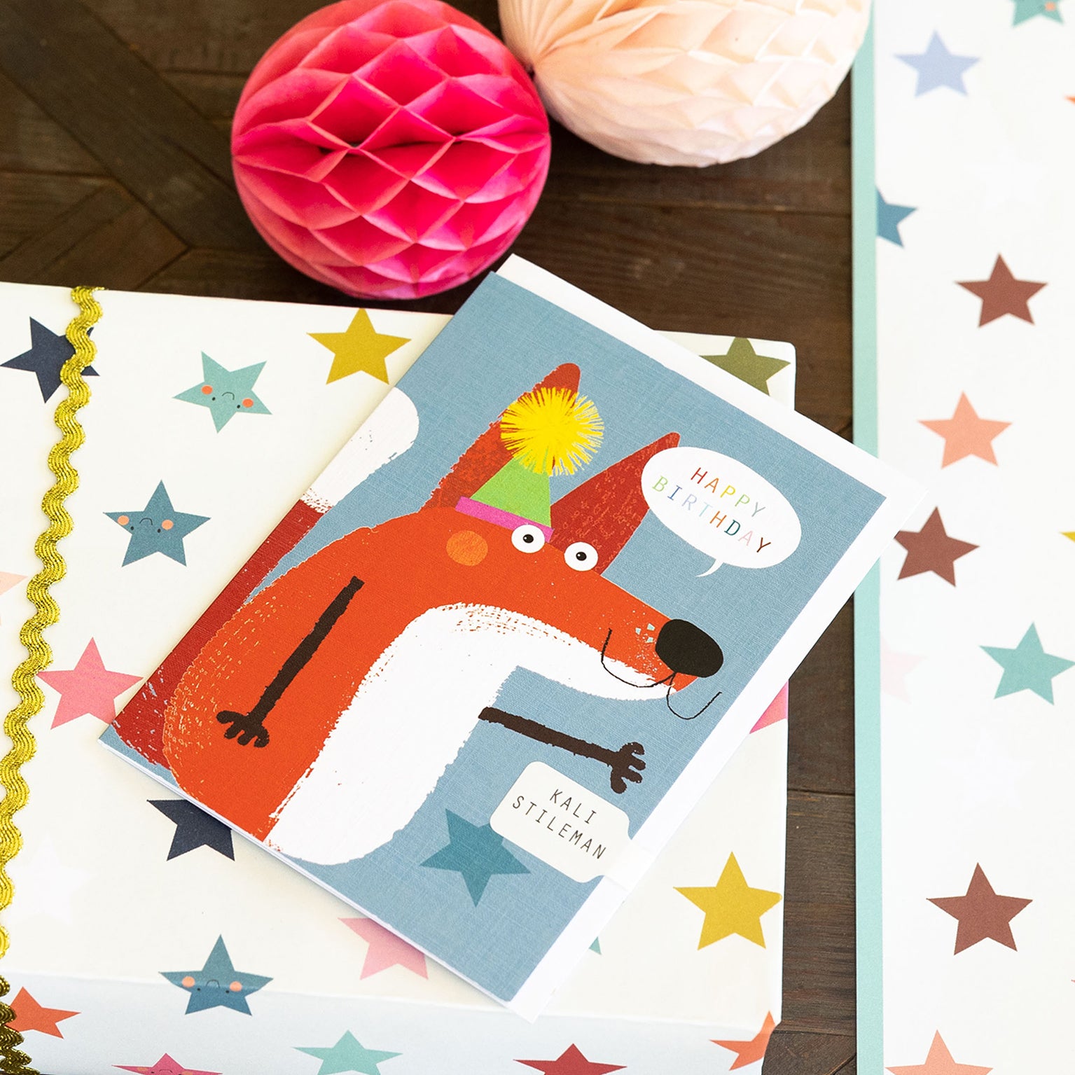 MT04 birthday fox greetings card