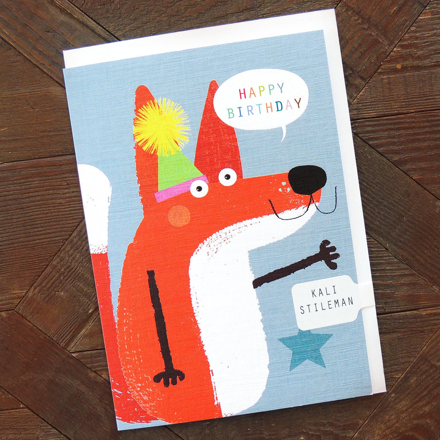 MT04 birthday fox greetings card