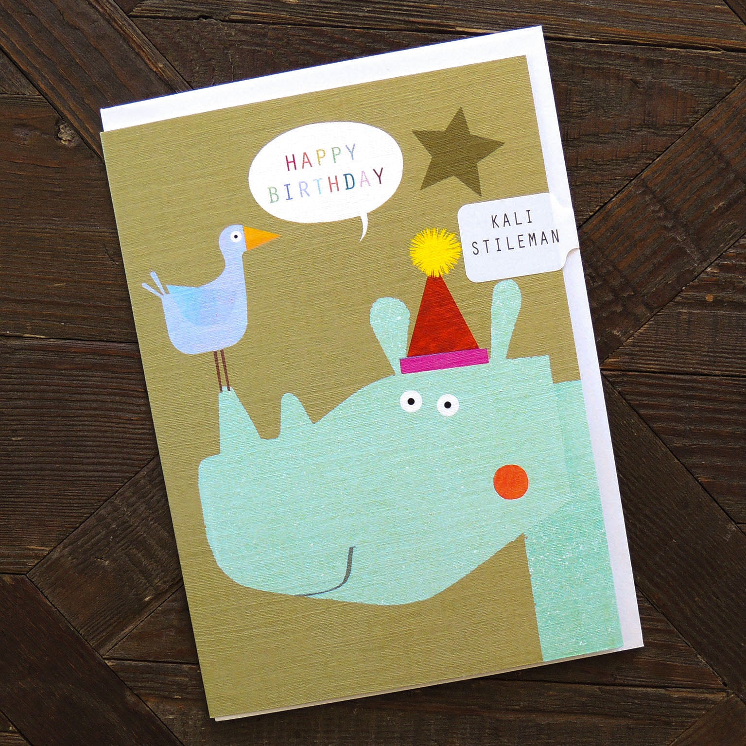 MT08 birthday rhino greetings card