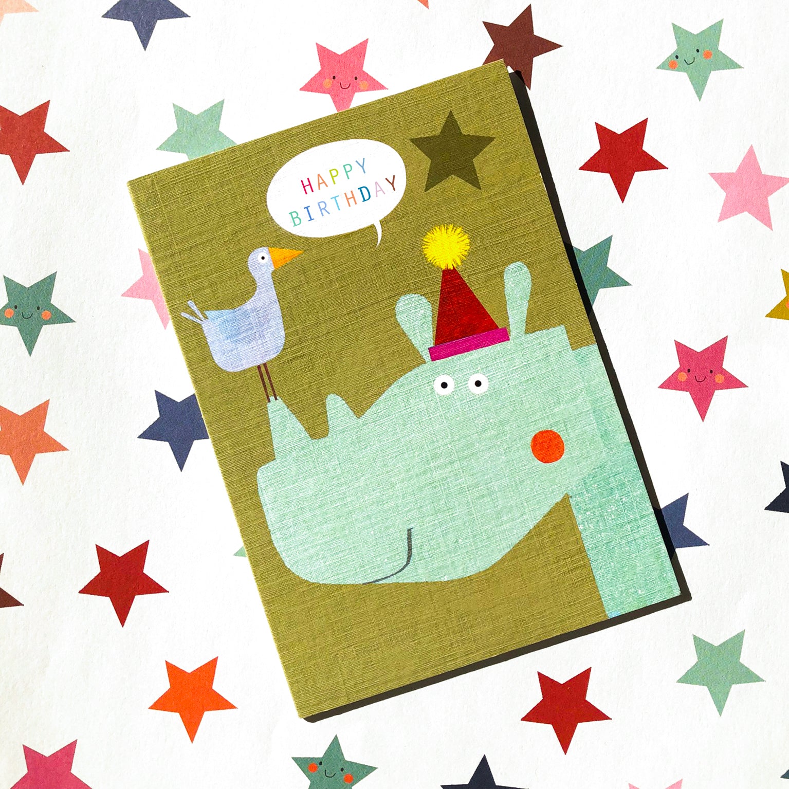 MT08 birthday rhino greetings card