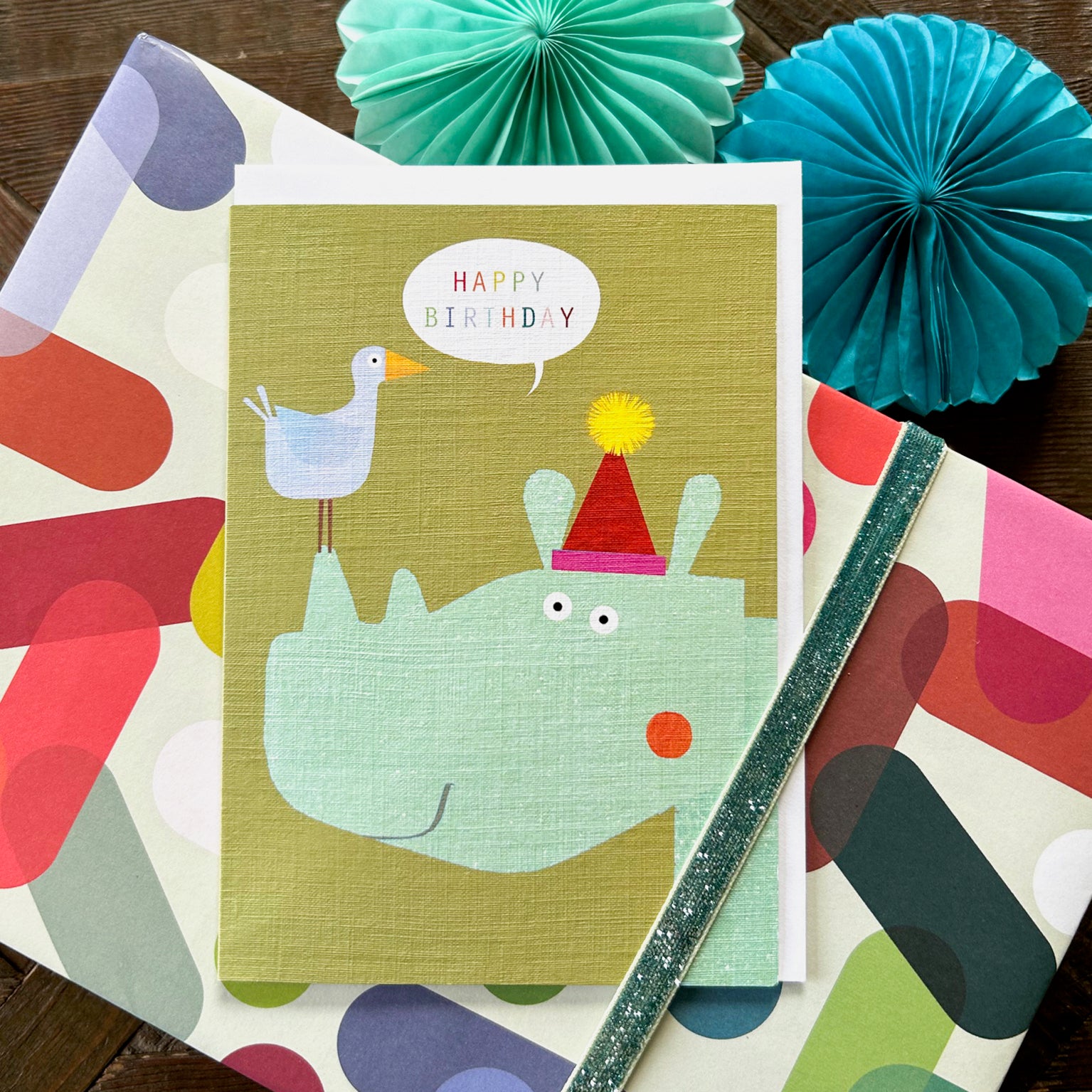 MT08 birthday rhino greetings card