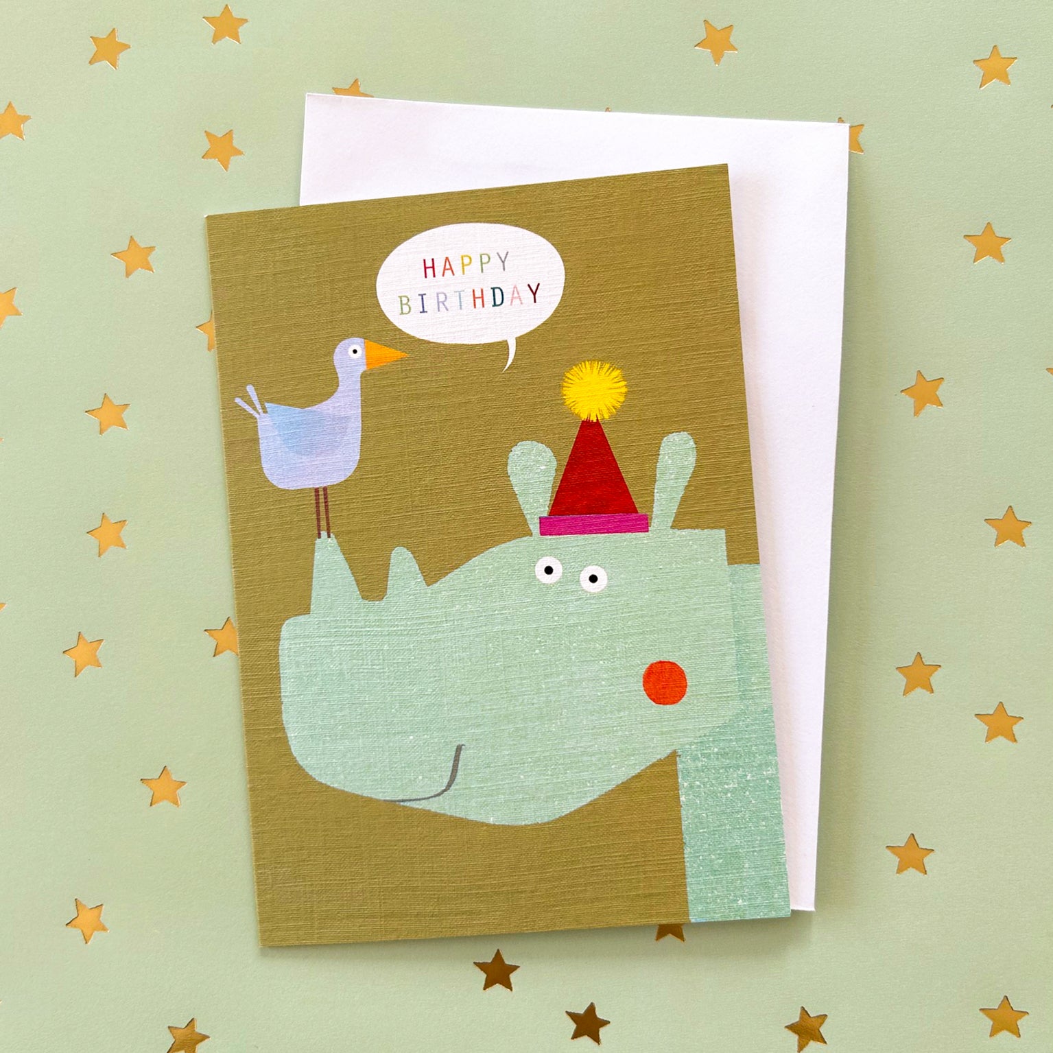 MT08 birthday rhino greetings card