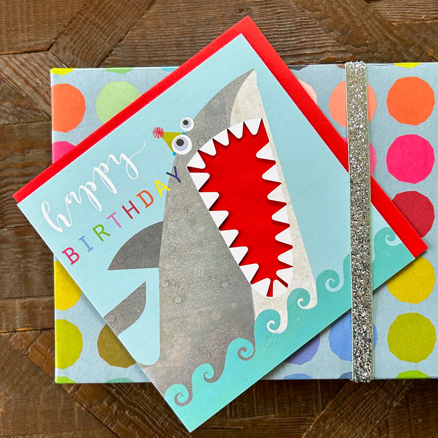 MY03 laser cut shark birthday card