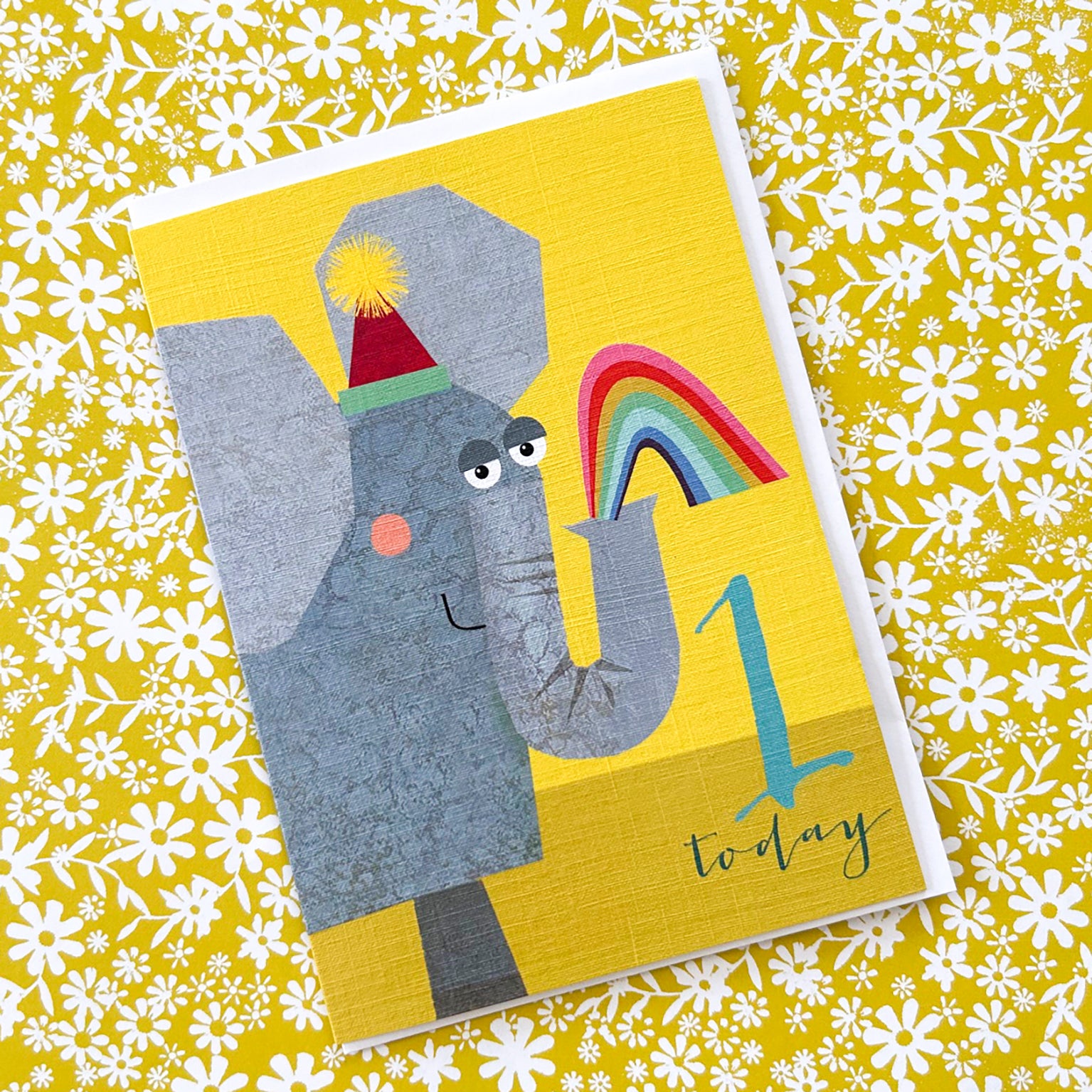 NA01 elephant 1st birthday card