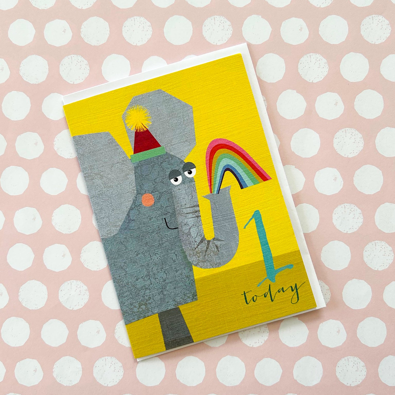 NA01 elephant 1st birthday card