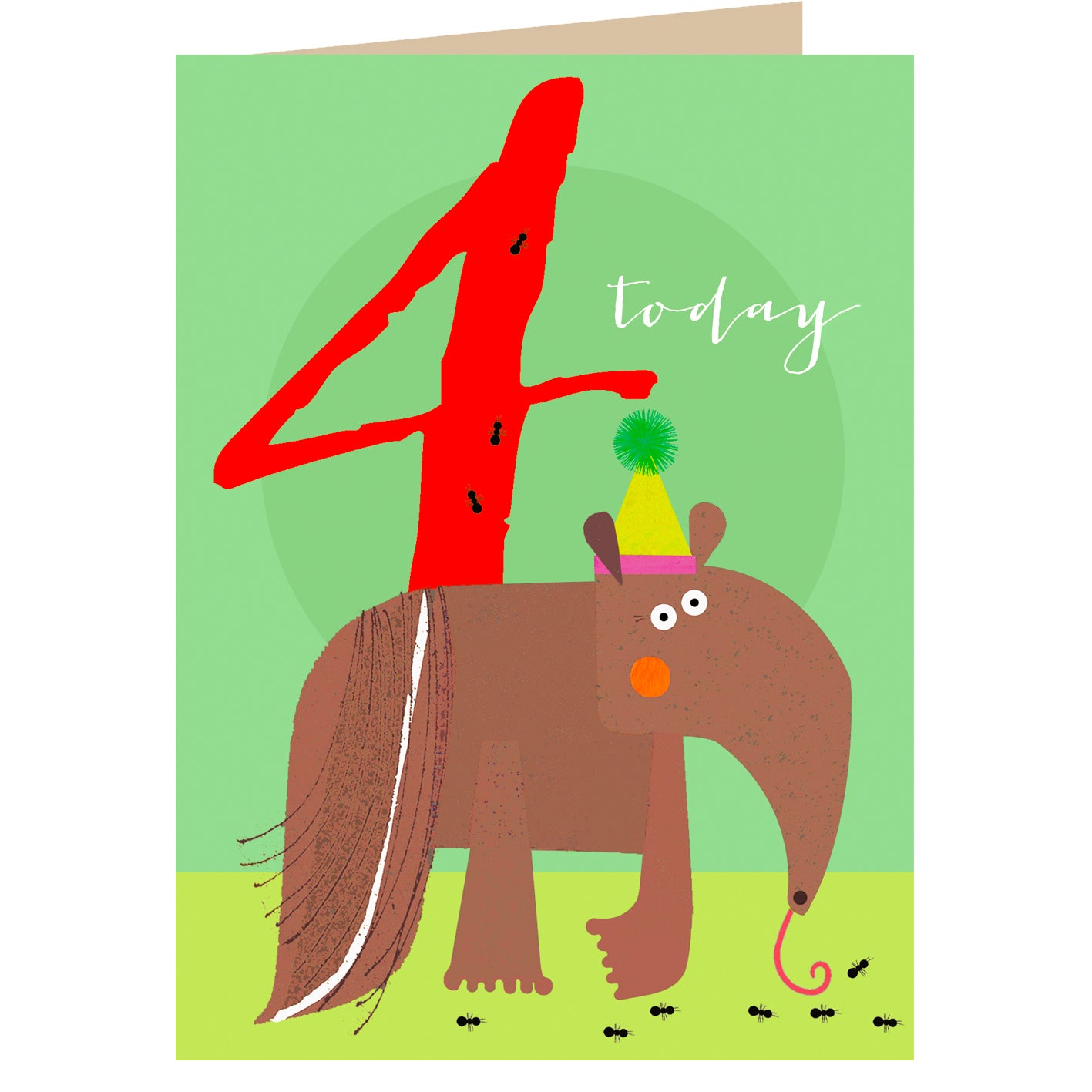 NA04 anteater 4th birthday card