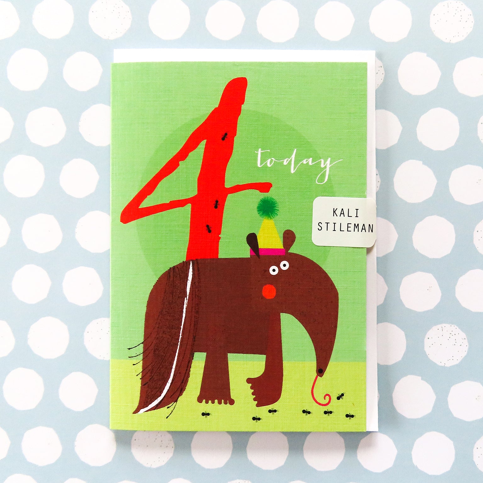 NA04 anteater 4th birthday card