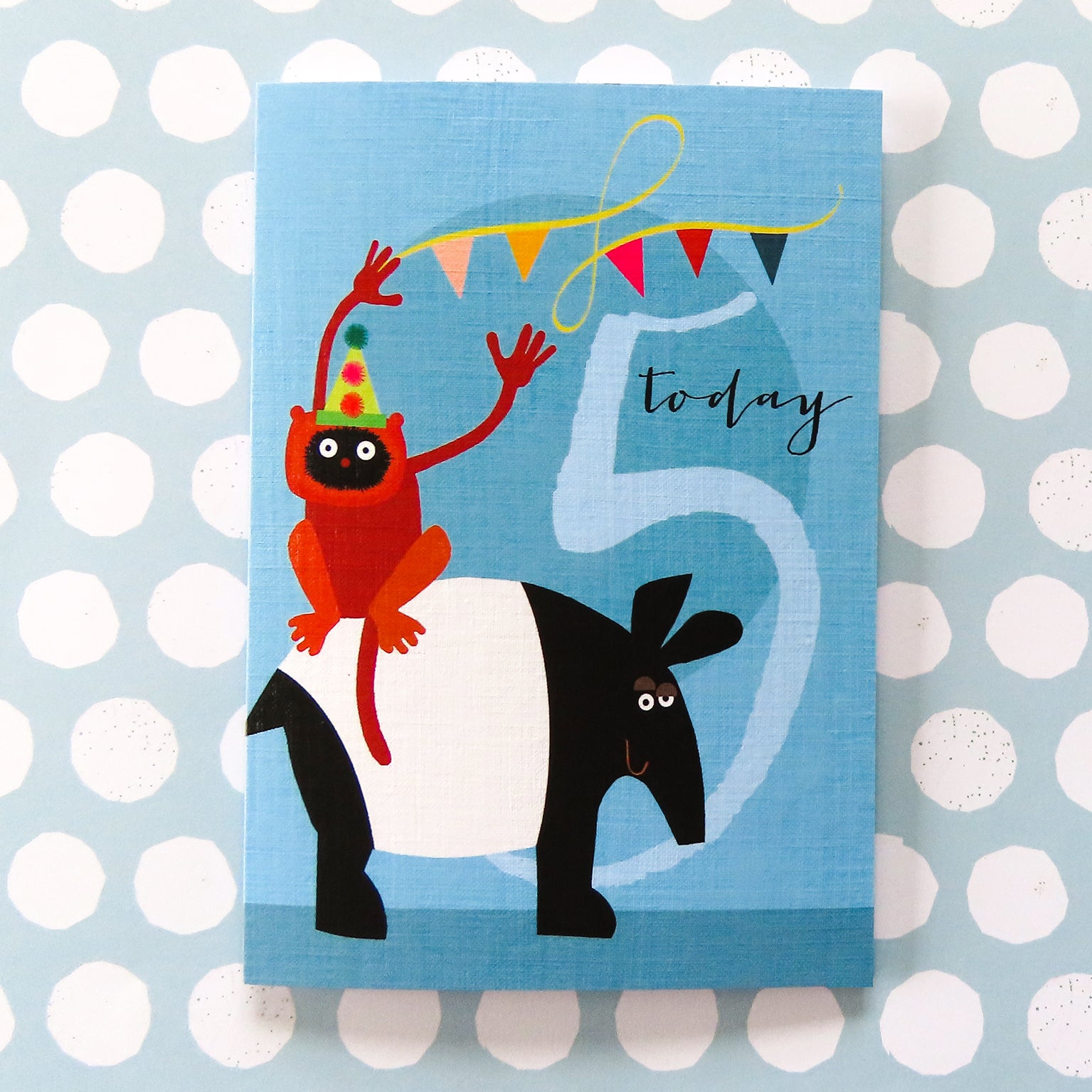 NA05 tapir & red ruffed lemur 5th birthday card