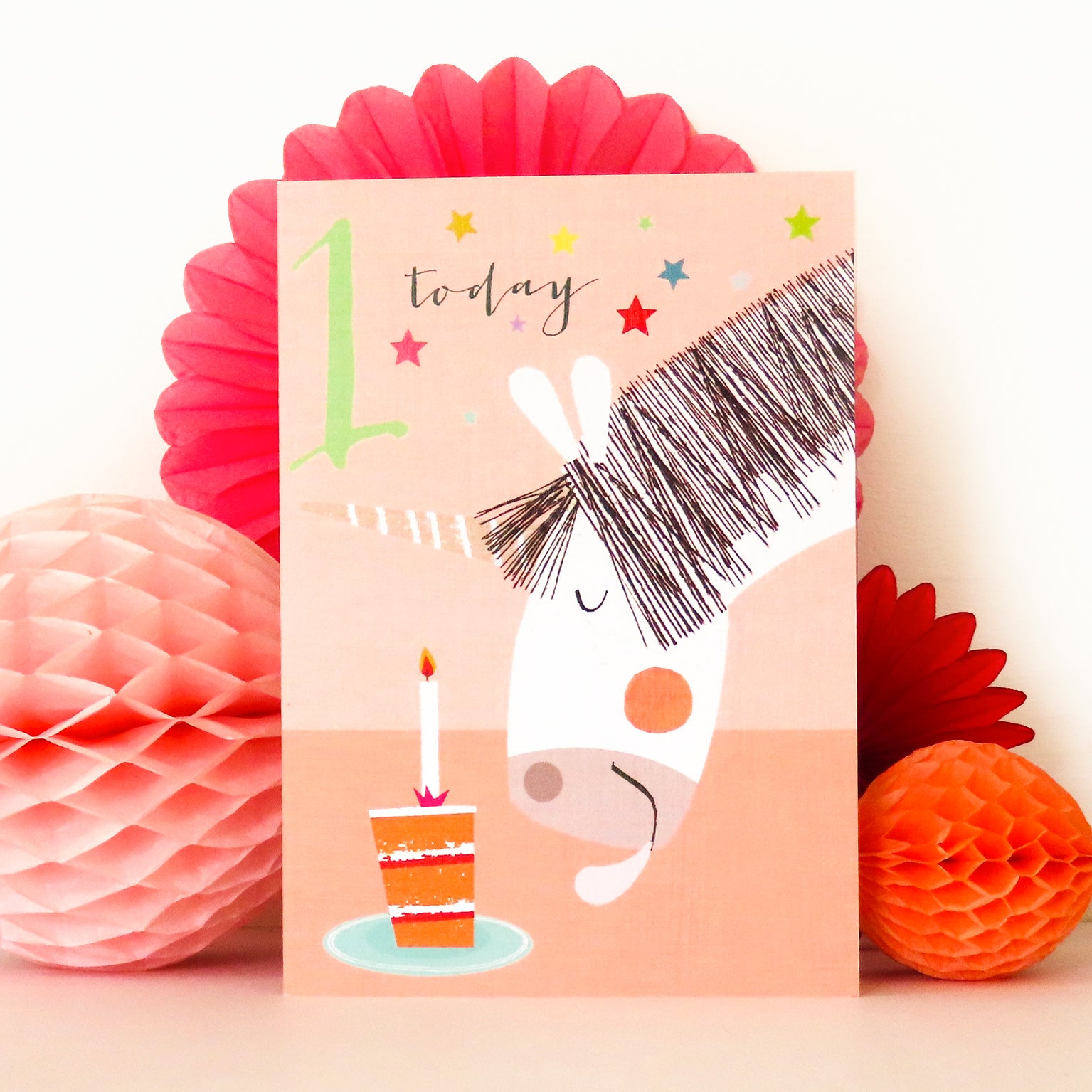 NA06 unicorn 1st birthday card