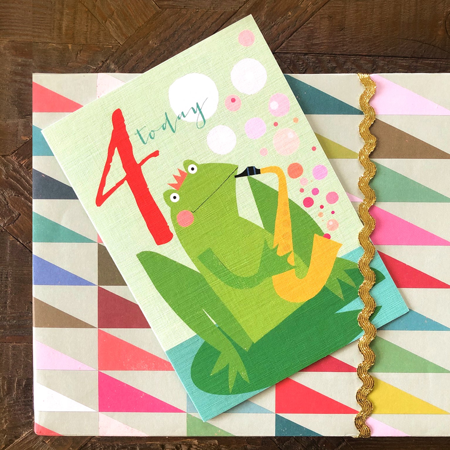 NA09 frog 4th birthday card