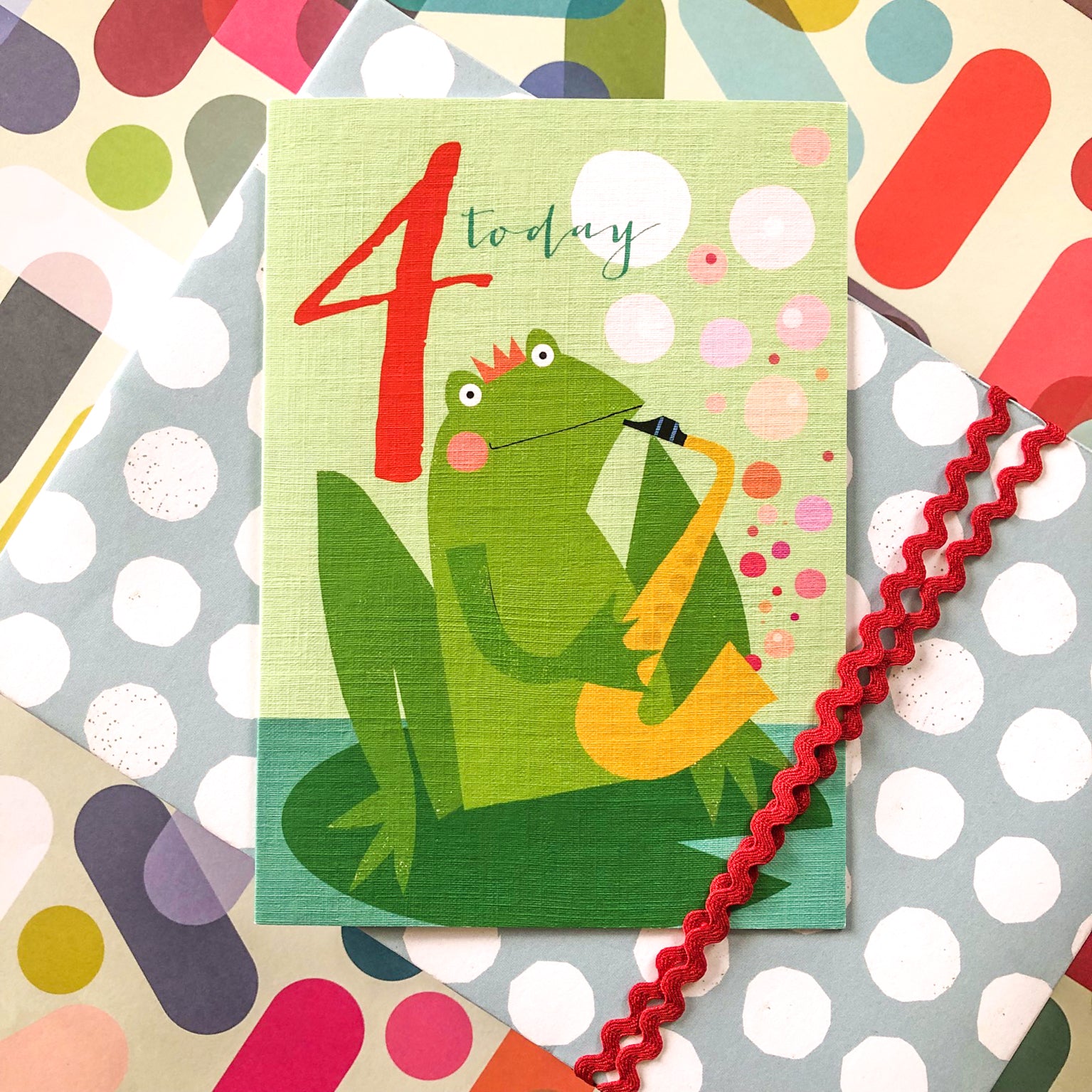 NA09 frog 4th birthday card