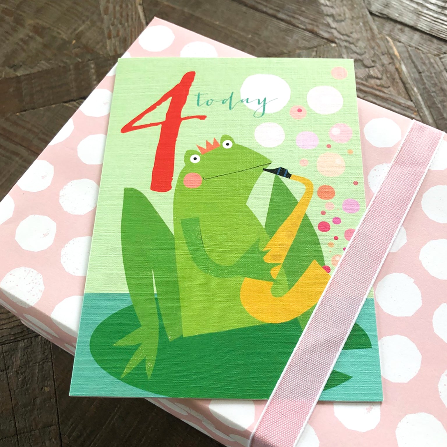 NA09 frog 4th birthday card