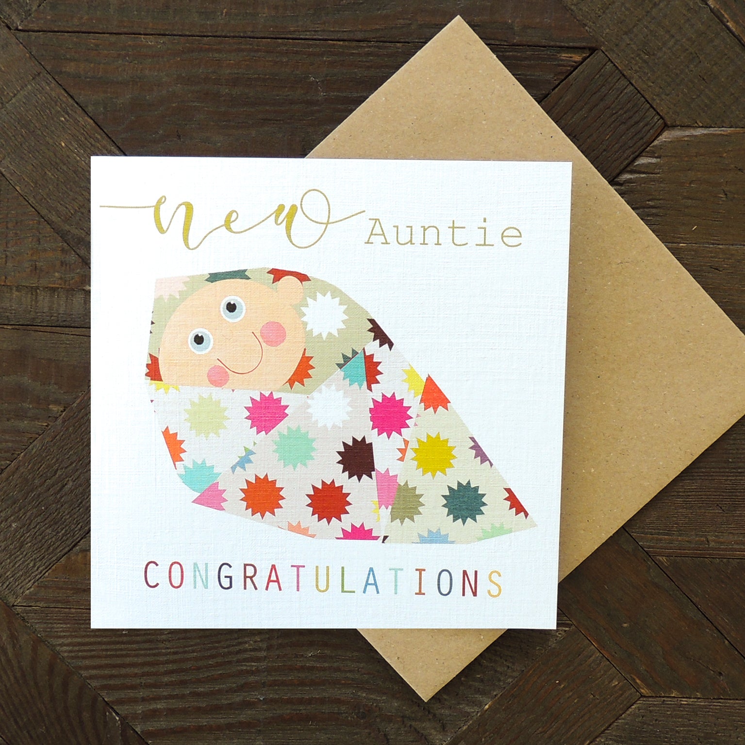 NB31 new auntie baby card