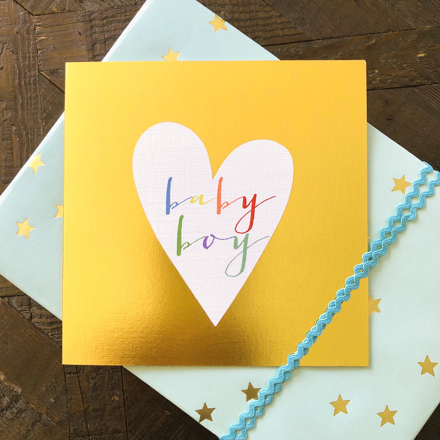 NB41 gold foiled baby boy card