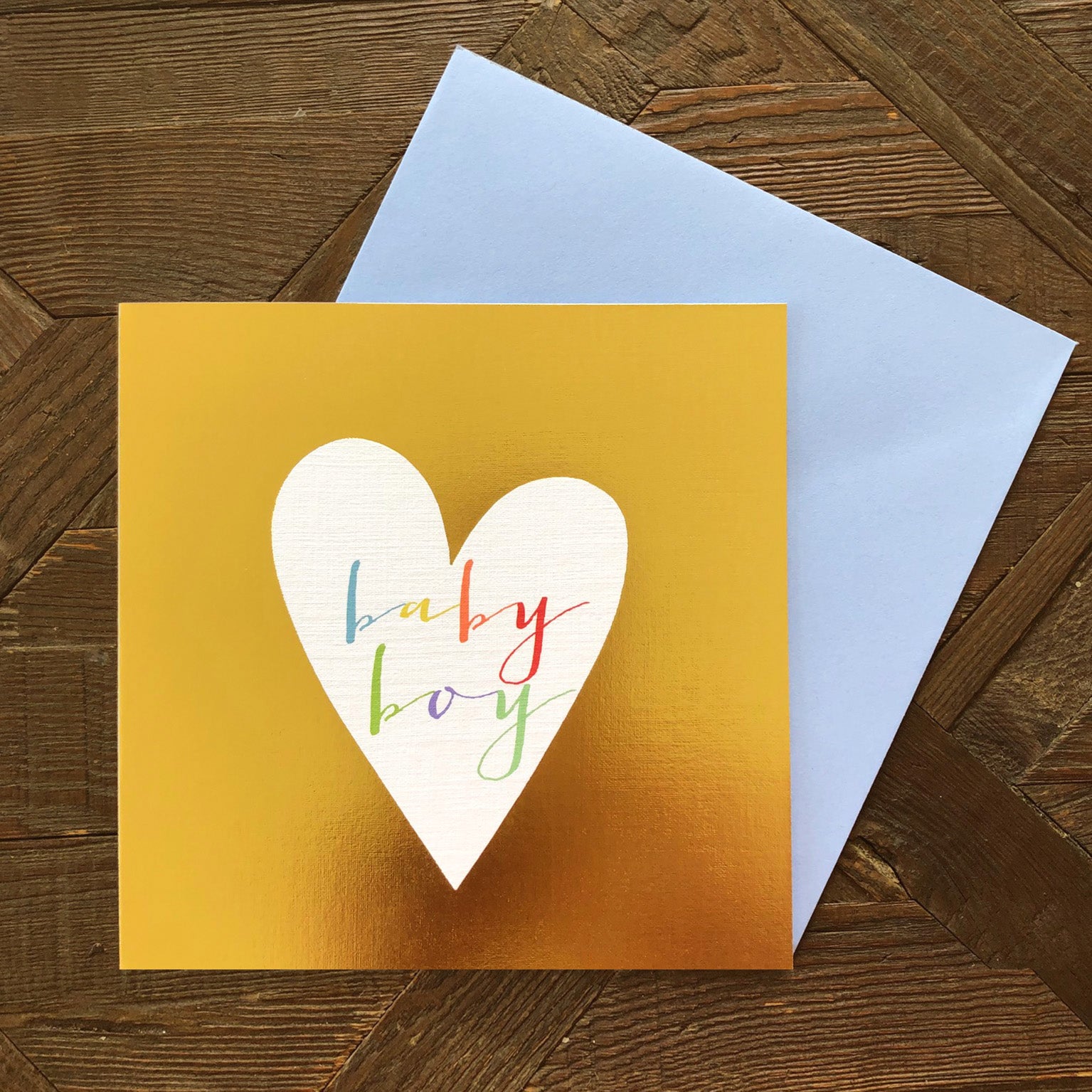 NB41 gold foiled baby boy card