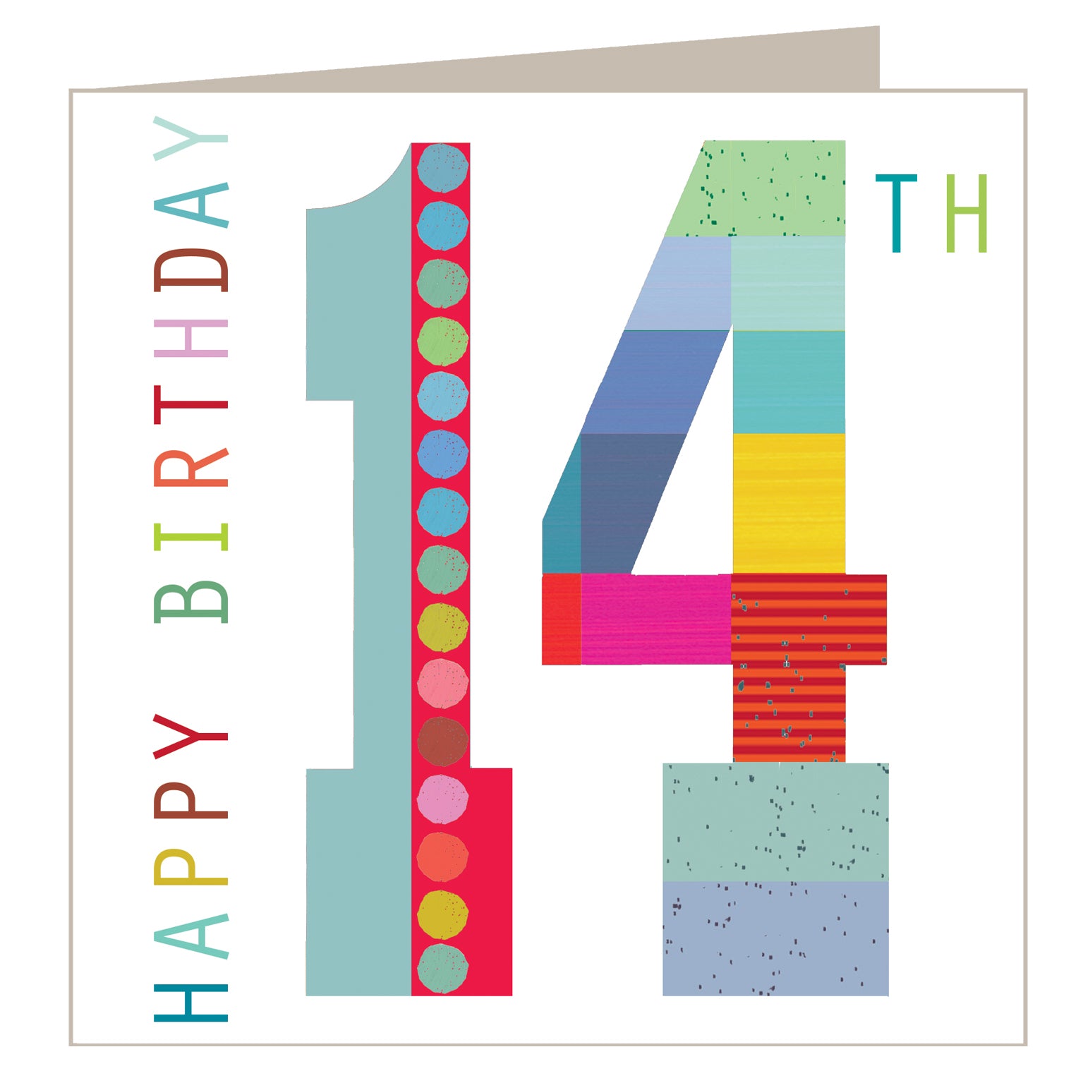 NO14 glittery number fourteen card