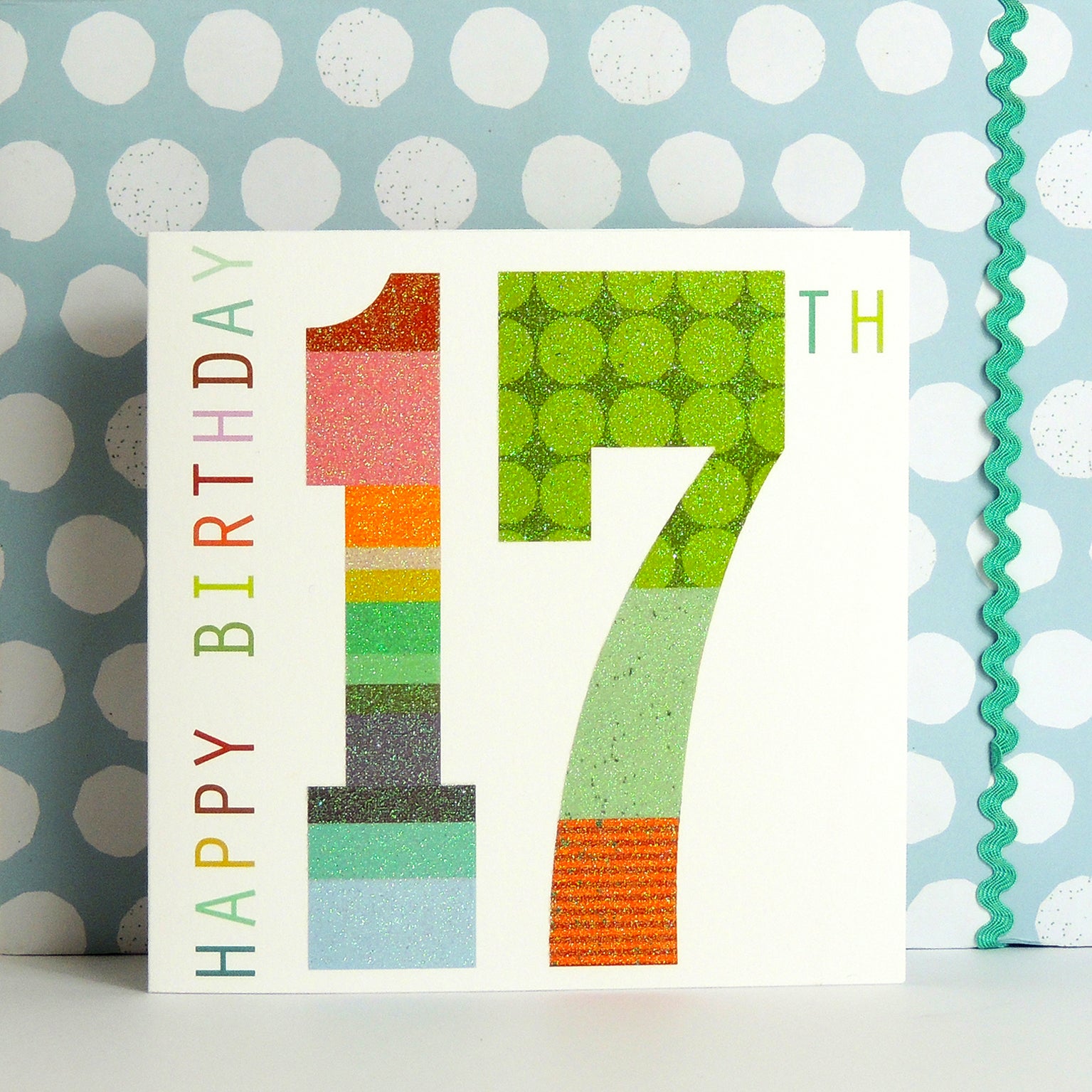 NO17 glittery number seventeen card