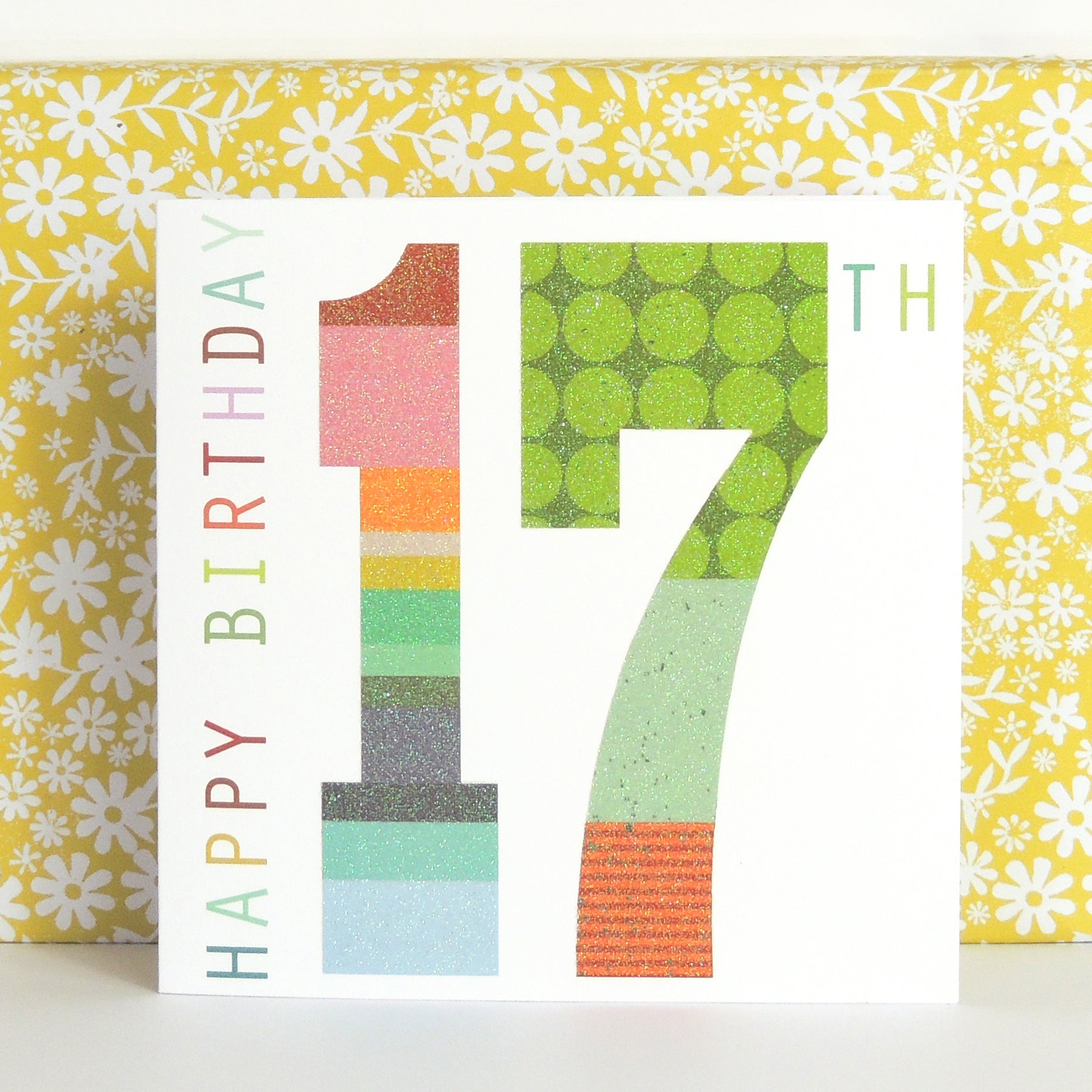 NO17 glittery number seventeen card