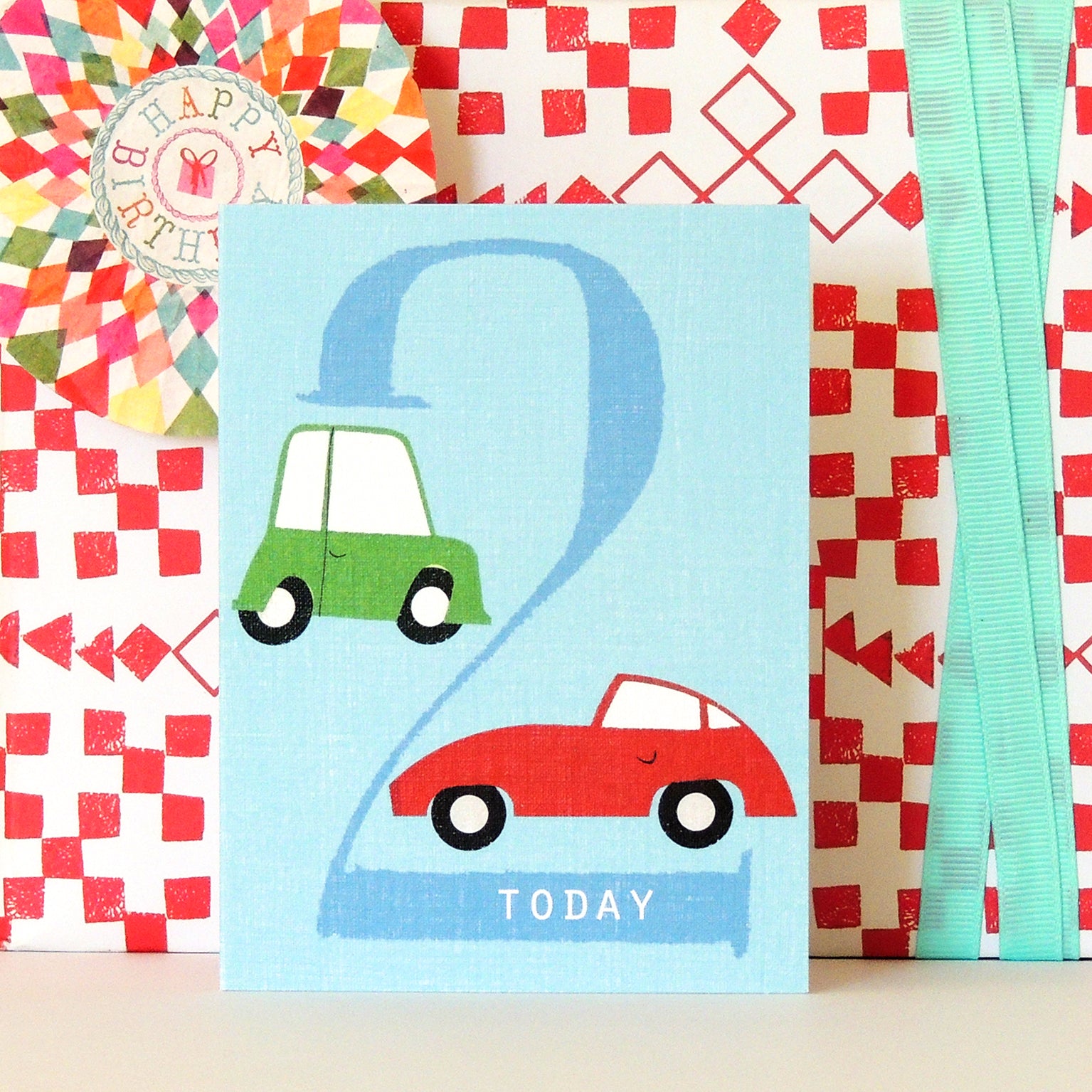 mini cars 2nd birthday card