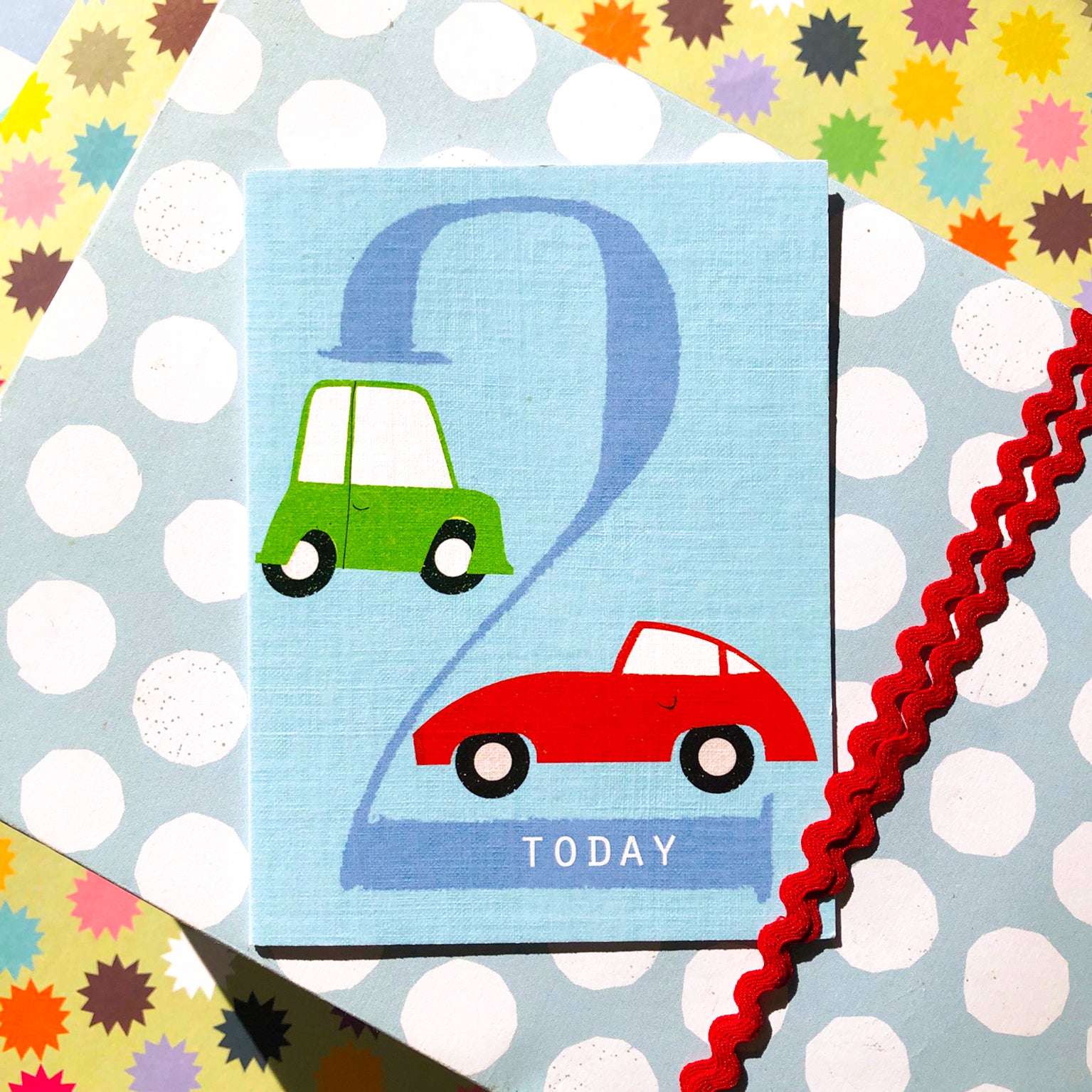 mini cars 2nd birthday card