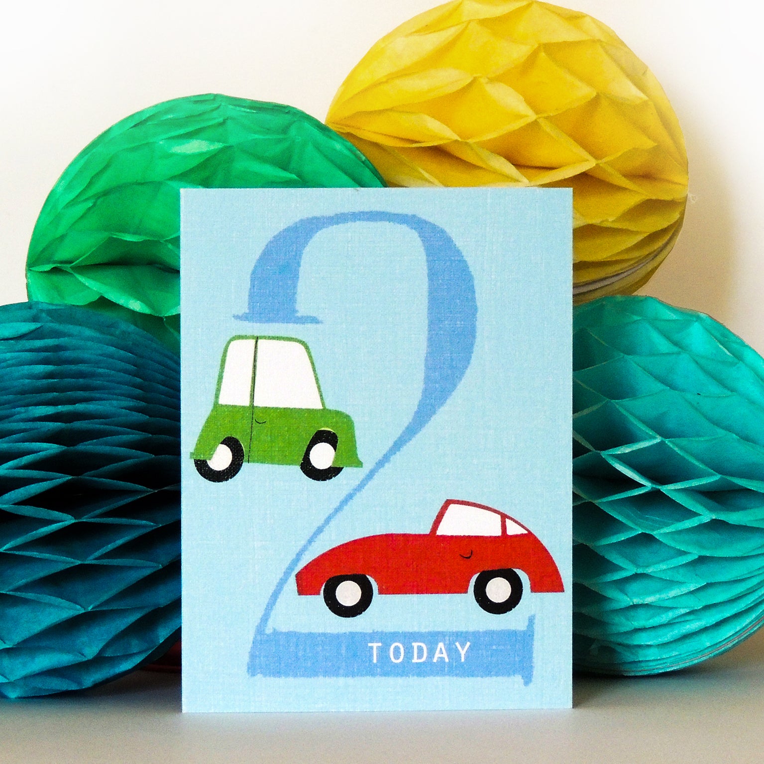 mini cars 2nd birthday card