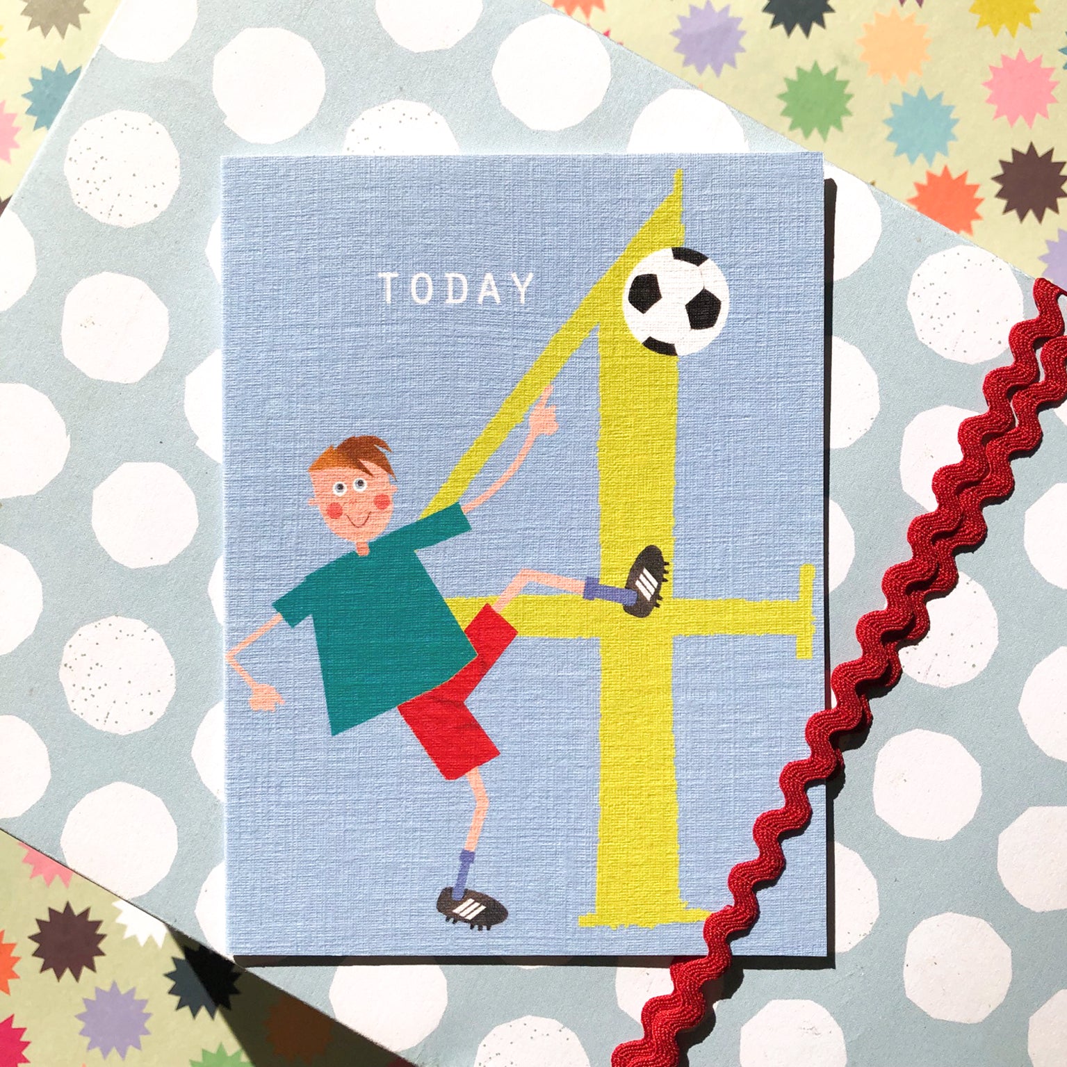 mini football 4th birthday card