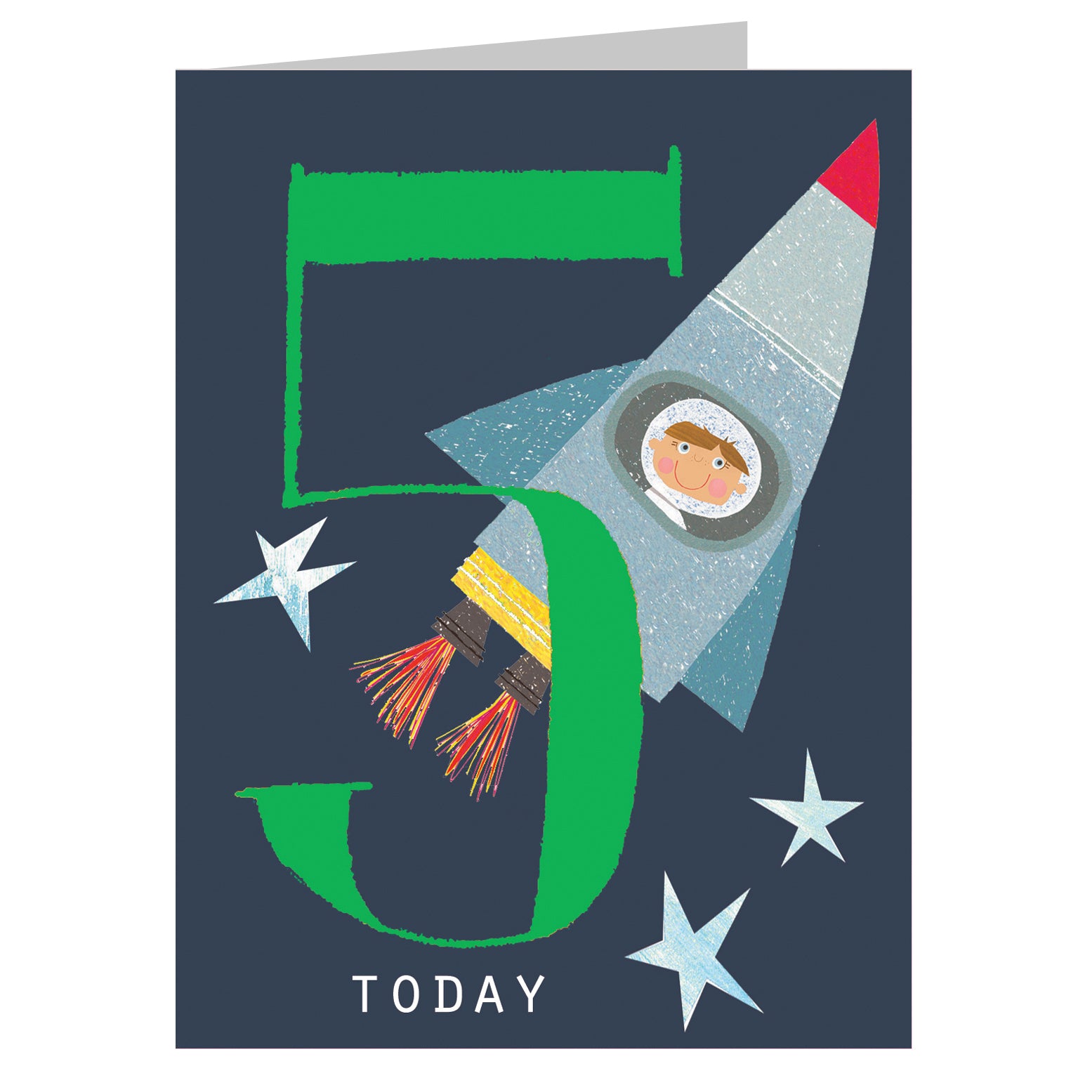 mini rocket 5th birthday card