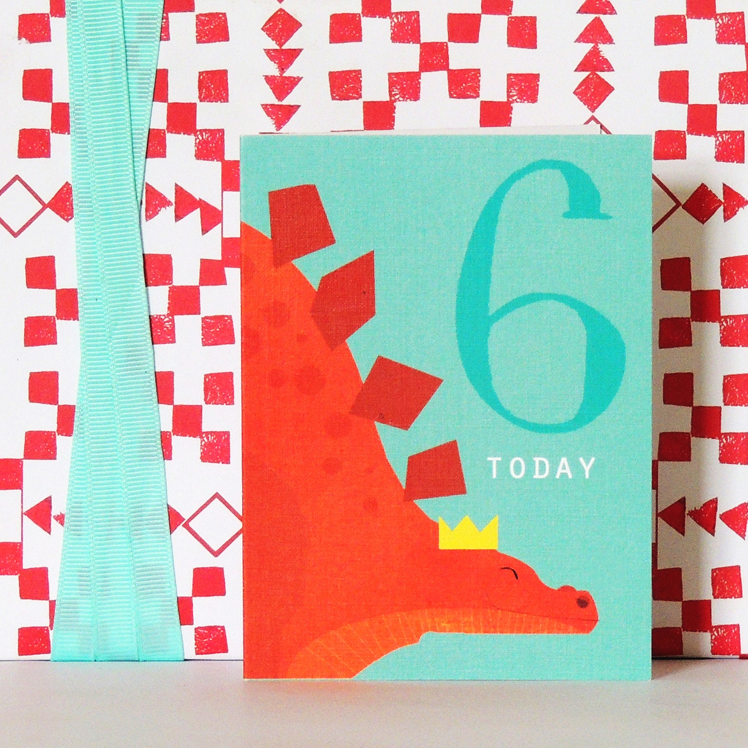 mini stegosaurus 6th birthday card