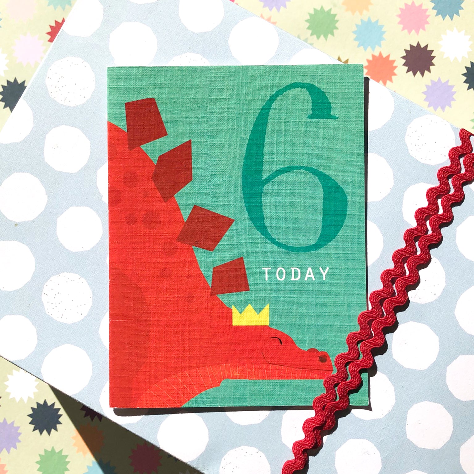 mini stegosaurus 6th birthday card