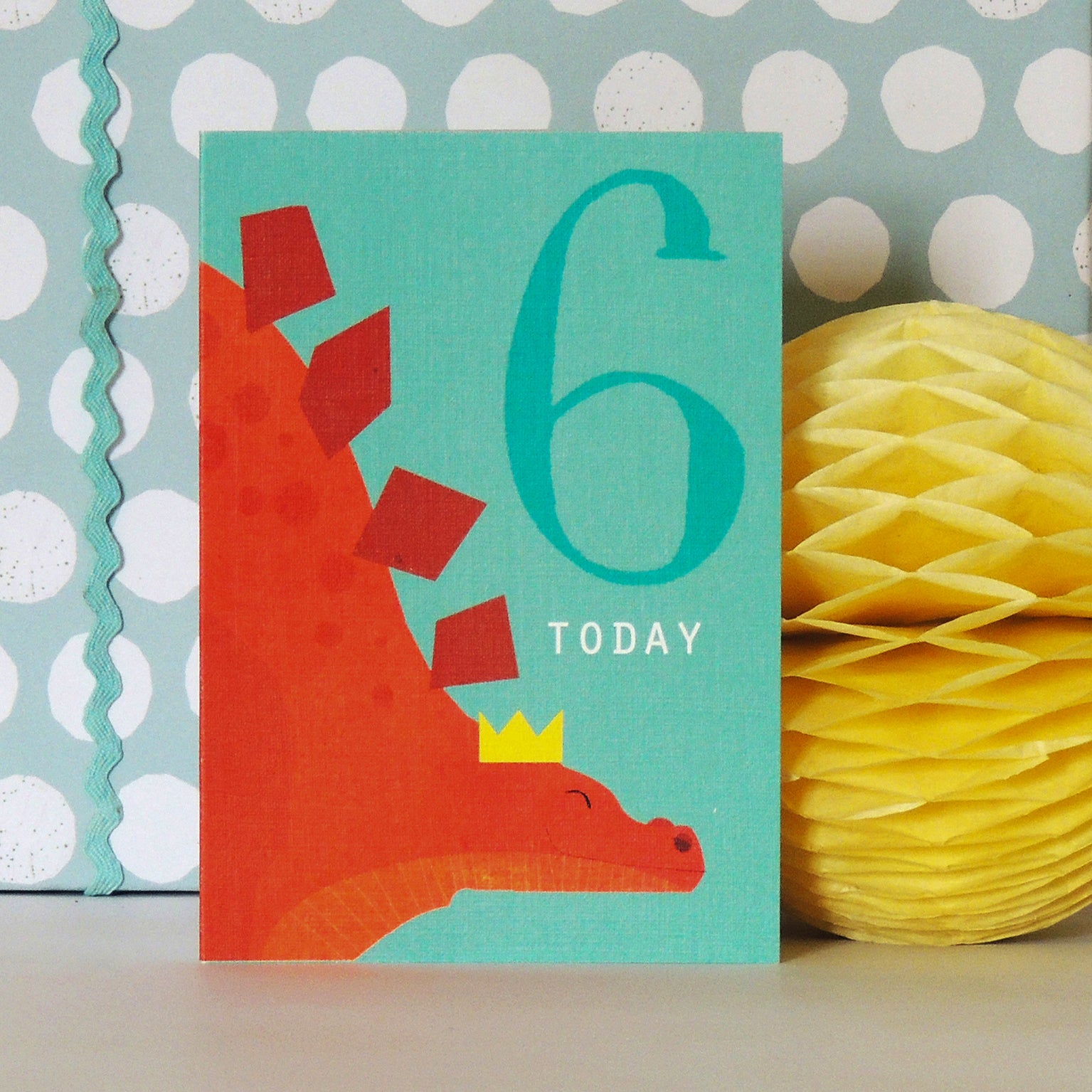 mini stegosaurus 6th birthday card