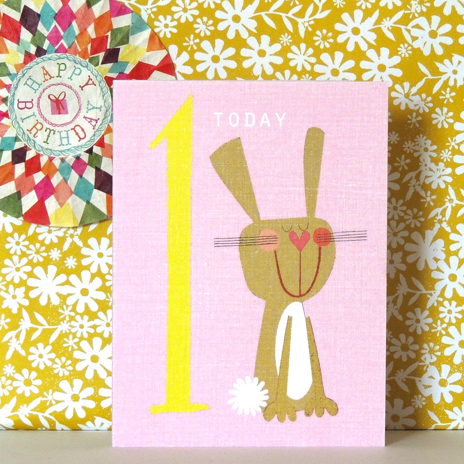 mini bunny 1st birthday card