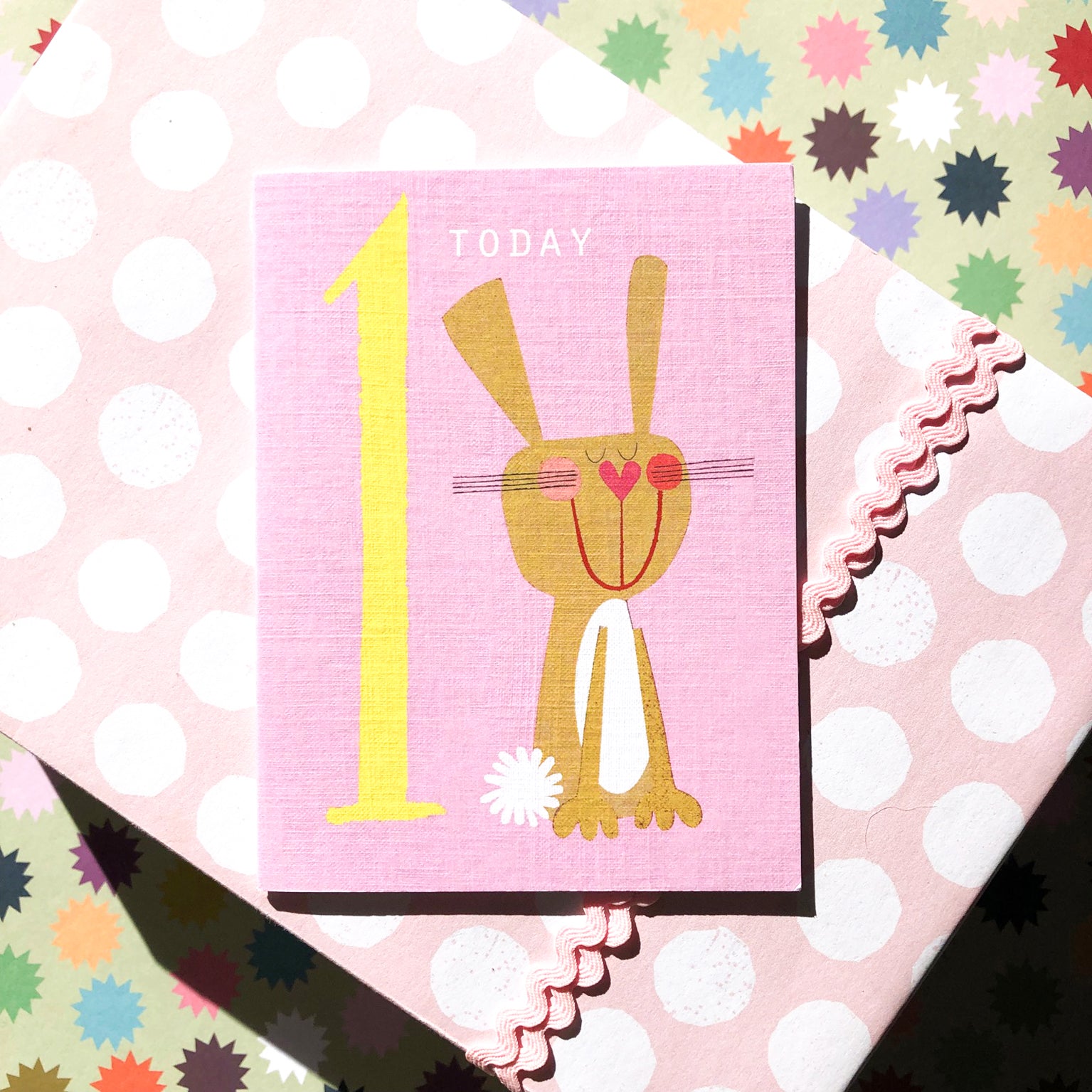 mini bunny 1st birthday card