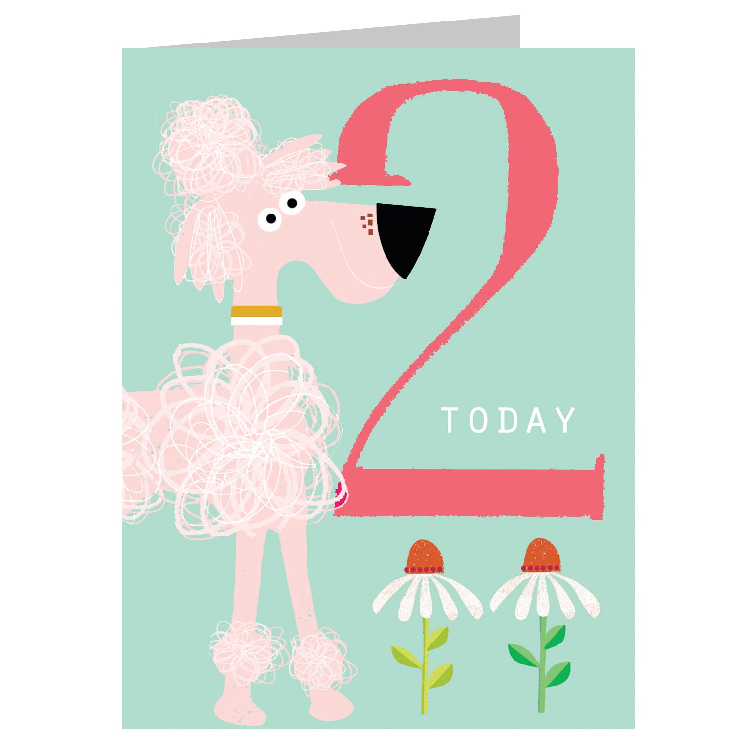 mini pink poodle 2nd birthday card