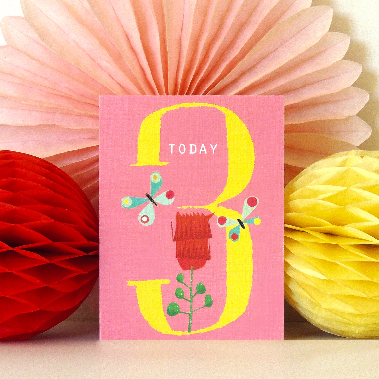 mini butterflies 3rd birthday card