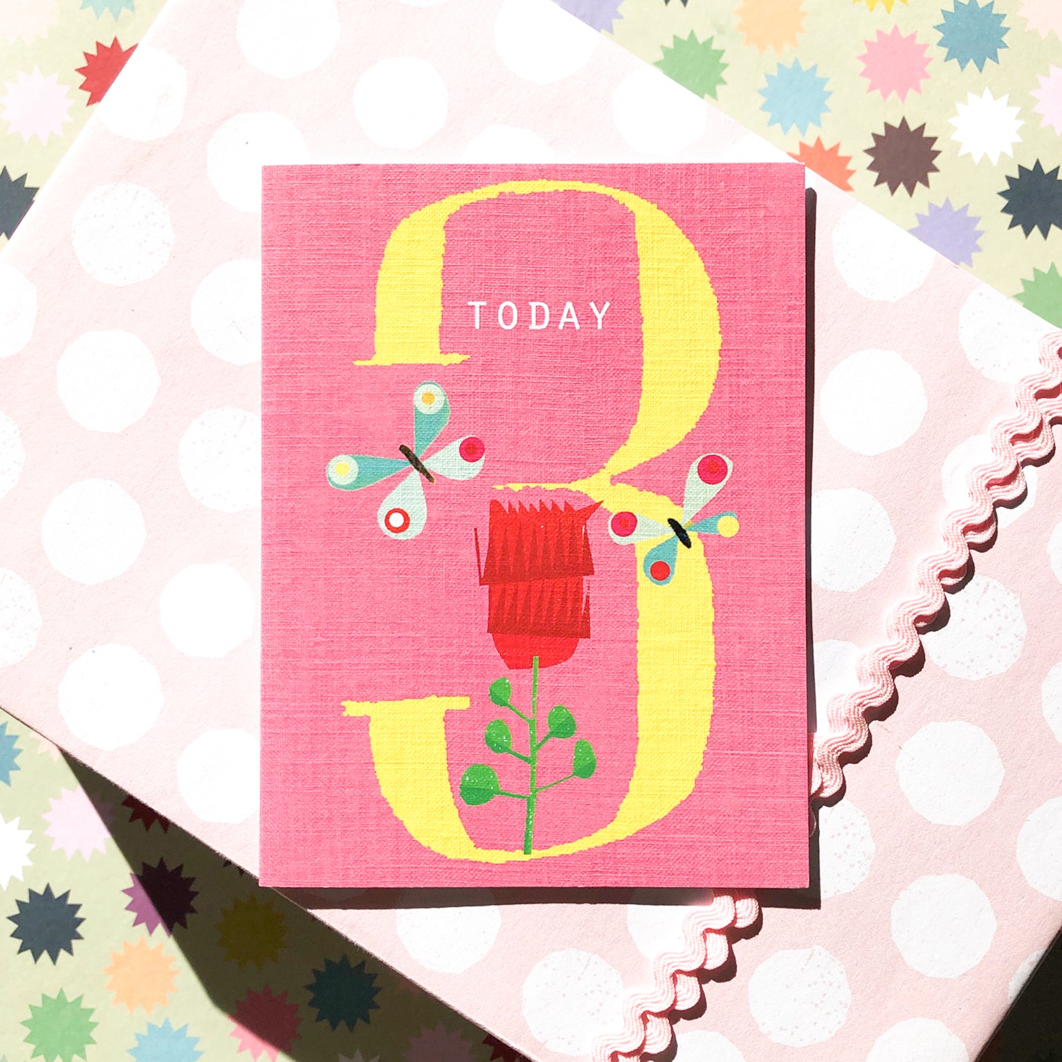 mini butterflies 3rd birthday card