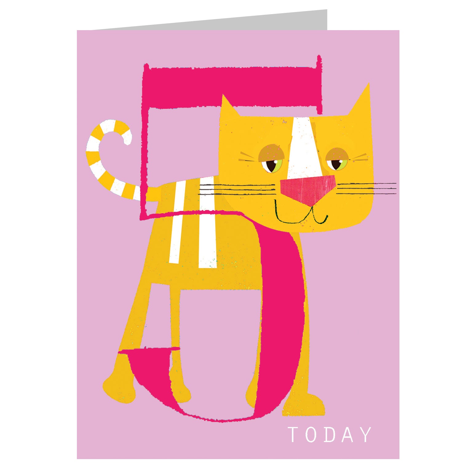 mini happy cat 5th birthday card