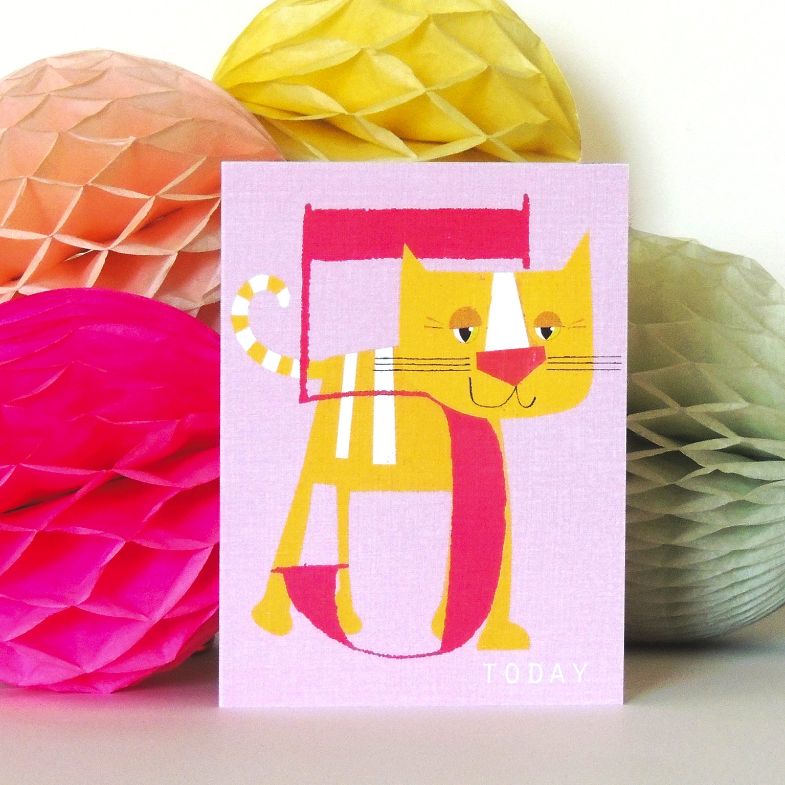 mini happy cat 5th birthday card