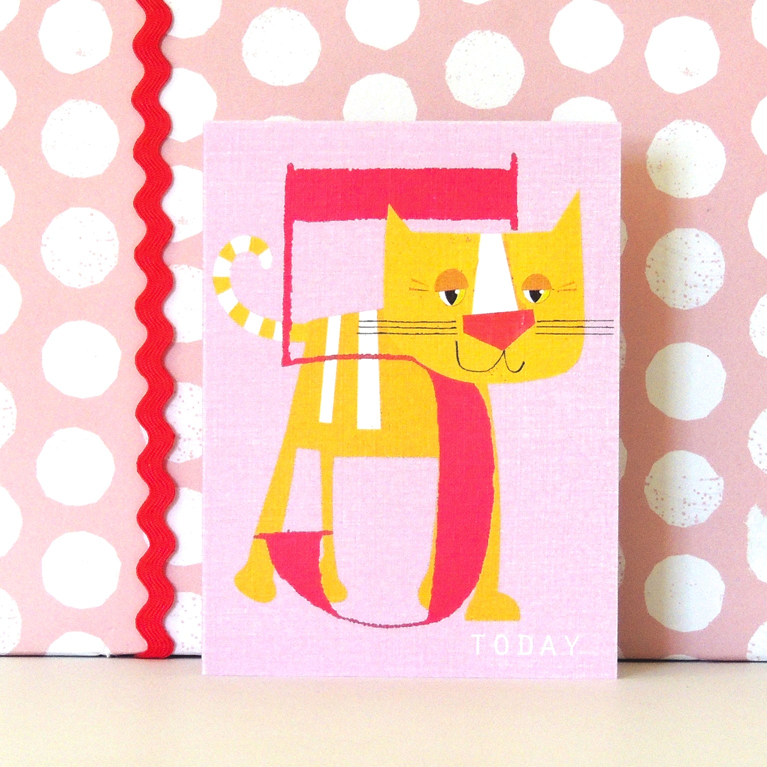 mini happy cat 5th birthday card