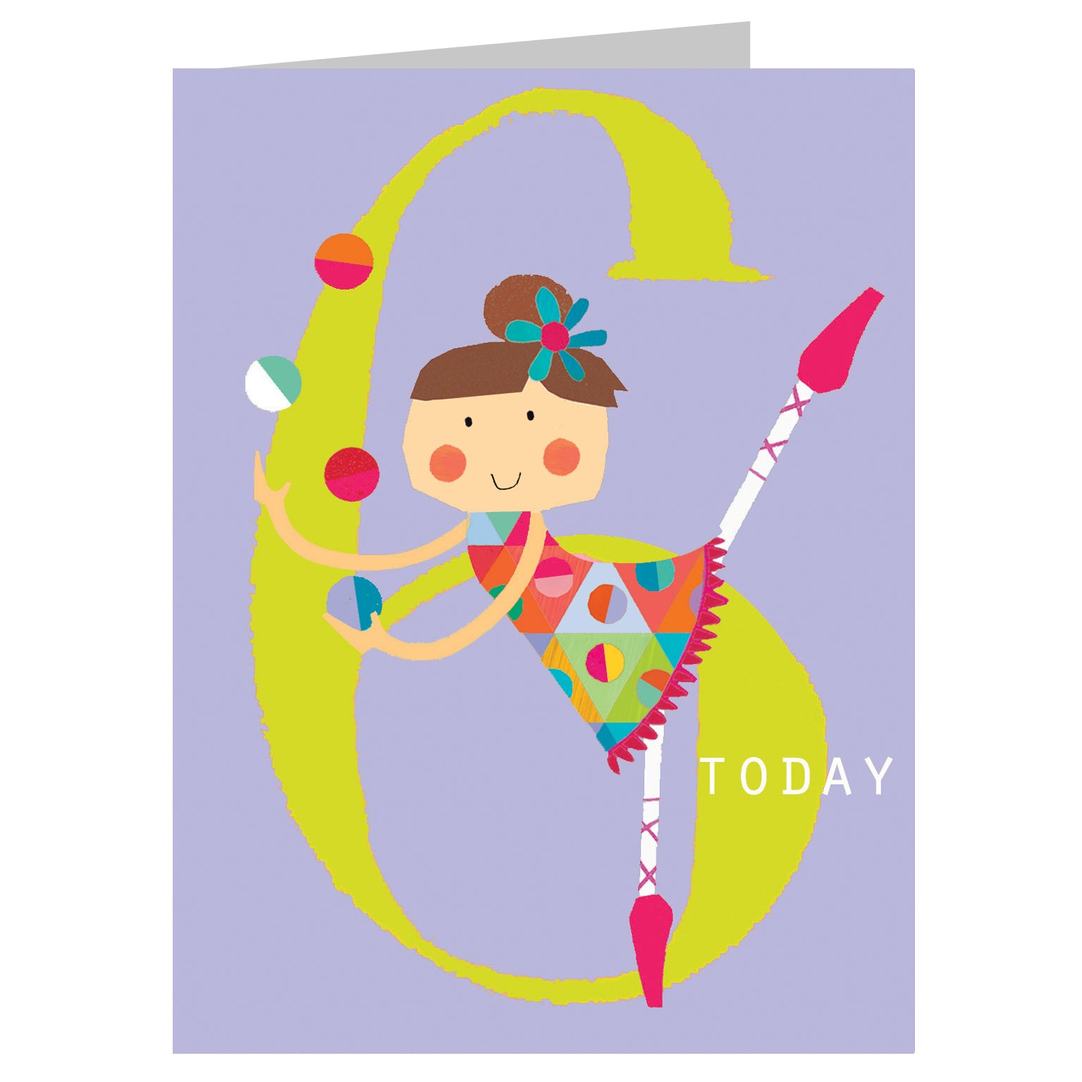 mini circus girl 6th birthday card