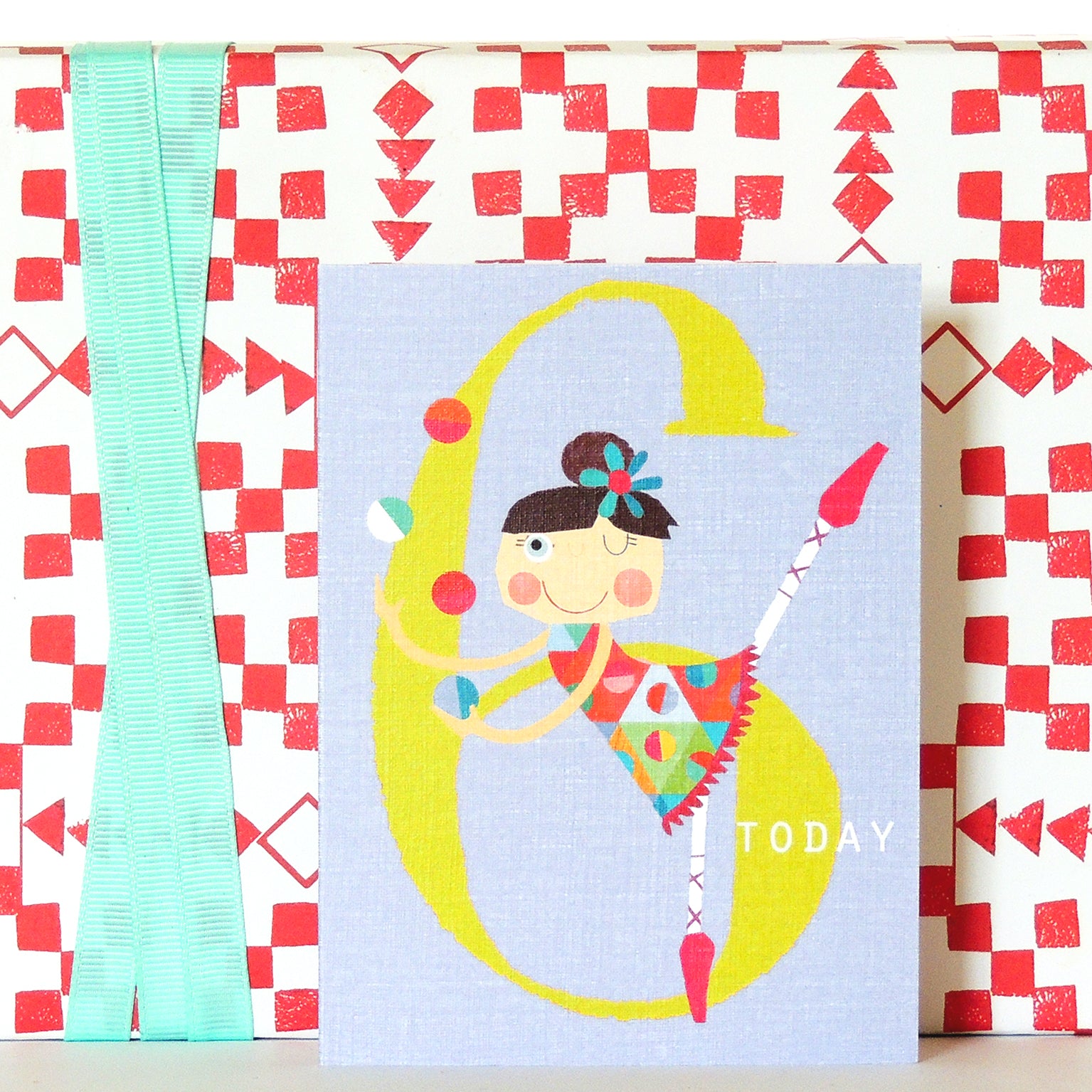 mini circus girl 6th birthday card