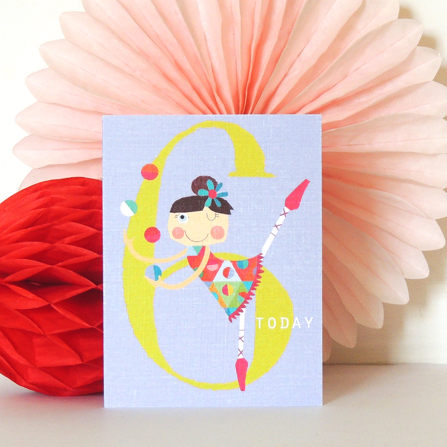 mini circus girl 6th birthday card