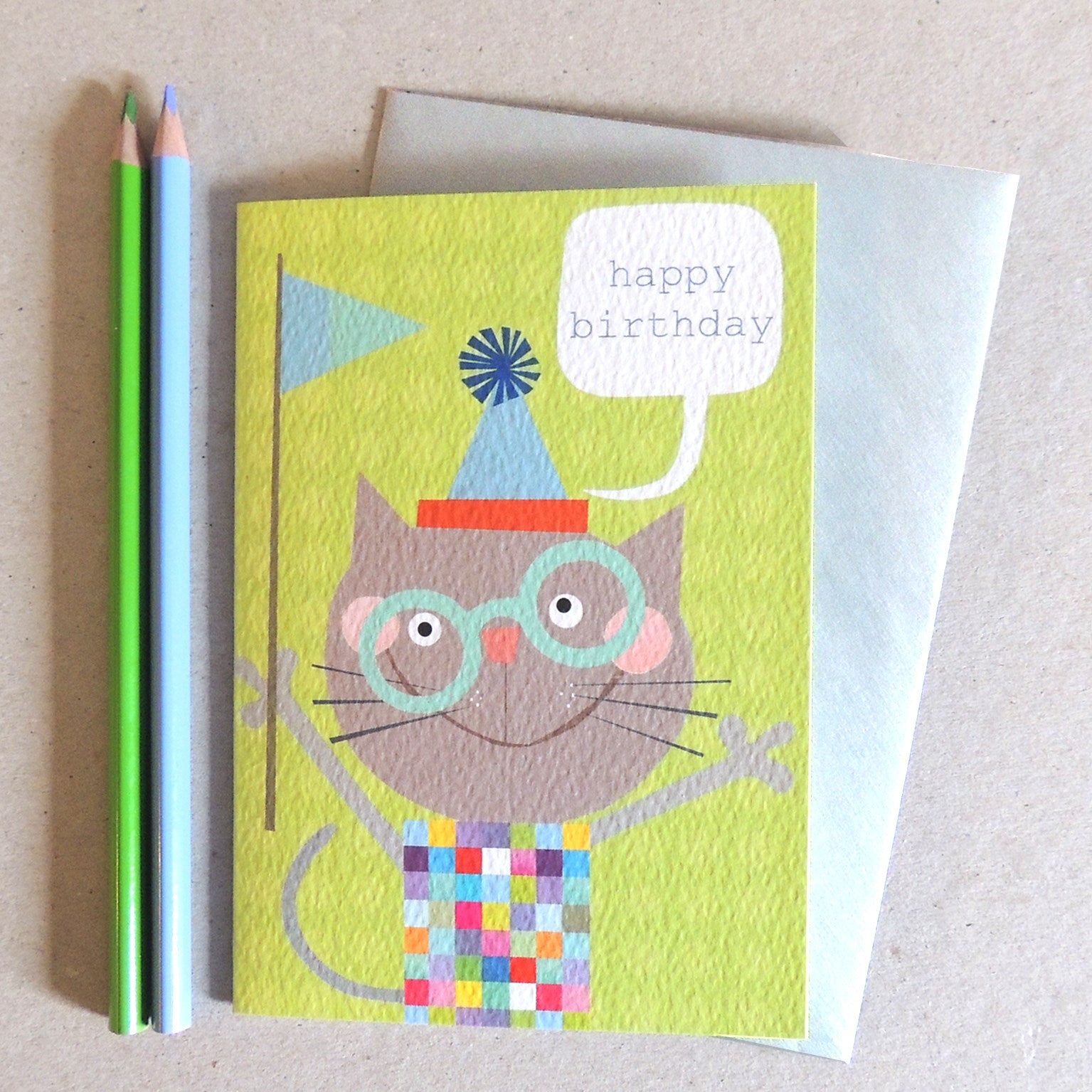 cat happy birthday card