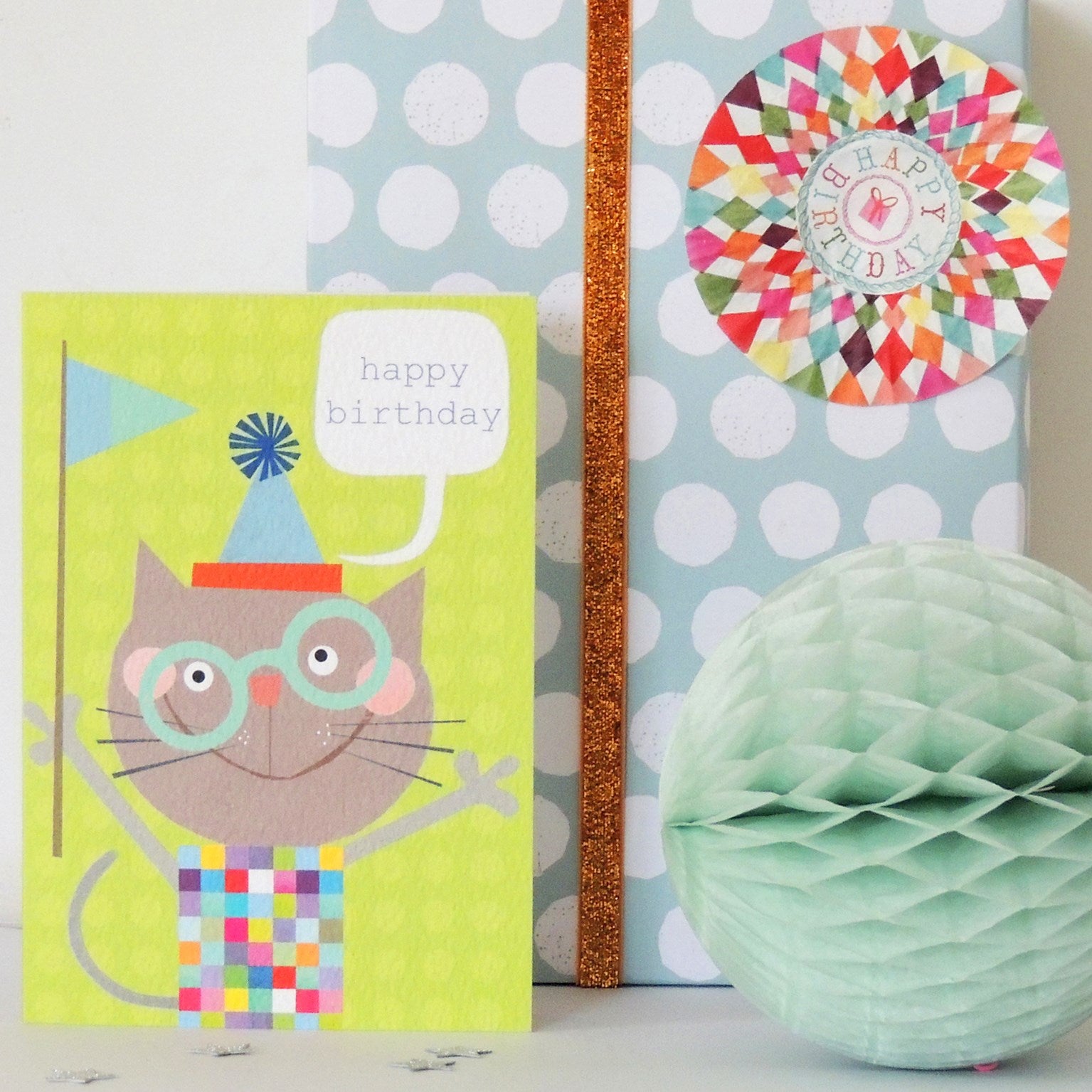 cat happy birthday card