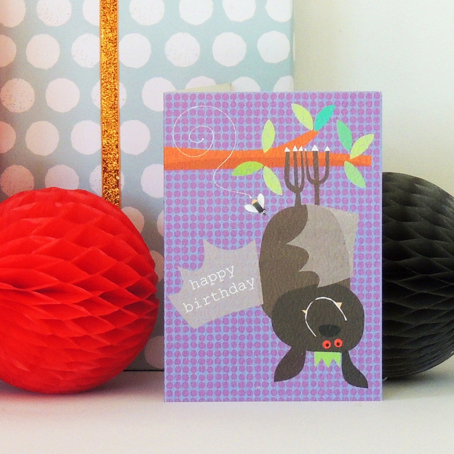 bat happy birthday card