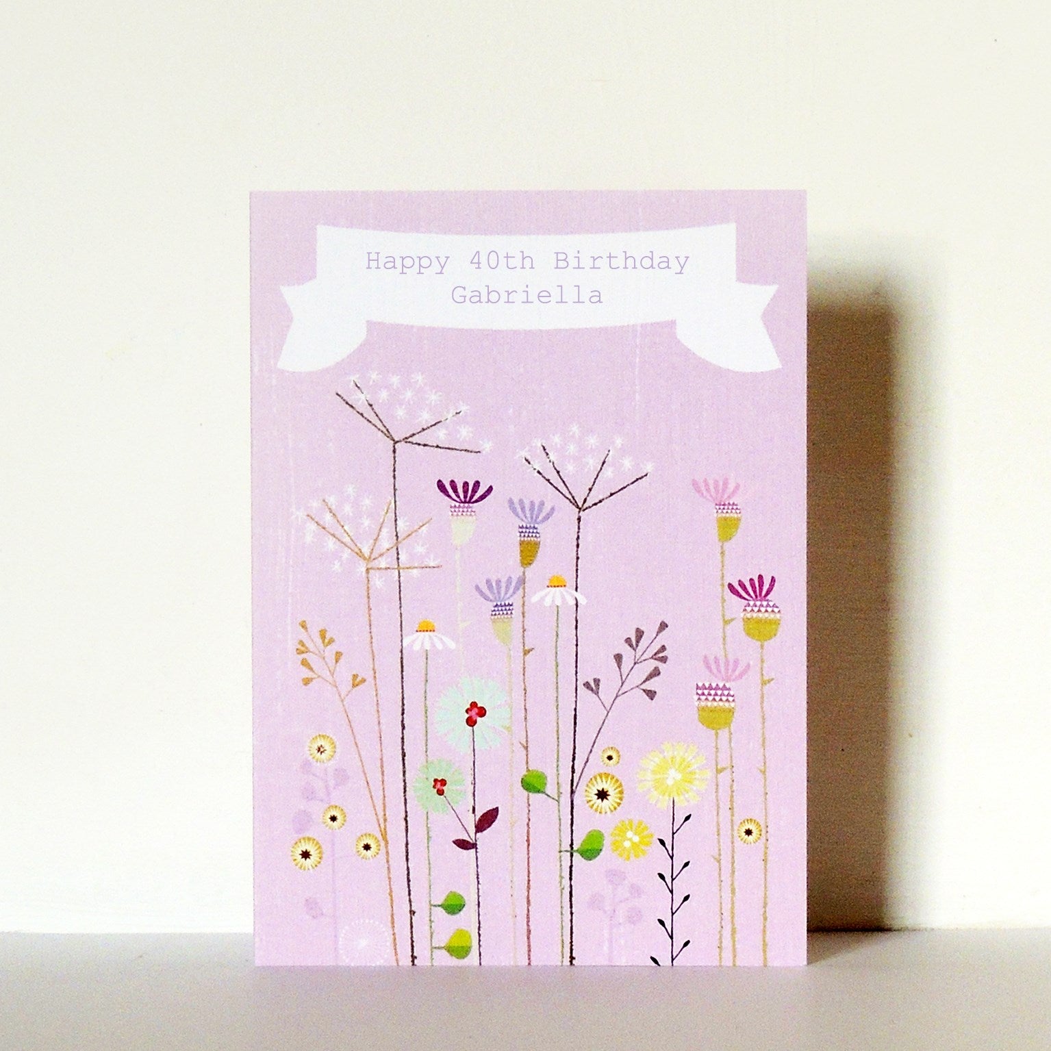 personalised thistles and cow parsley card