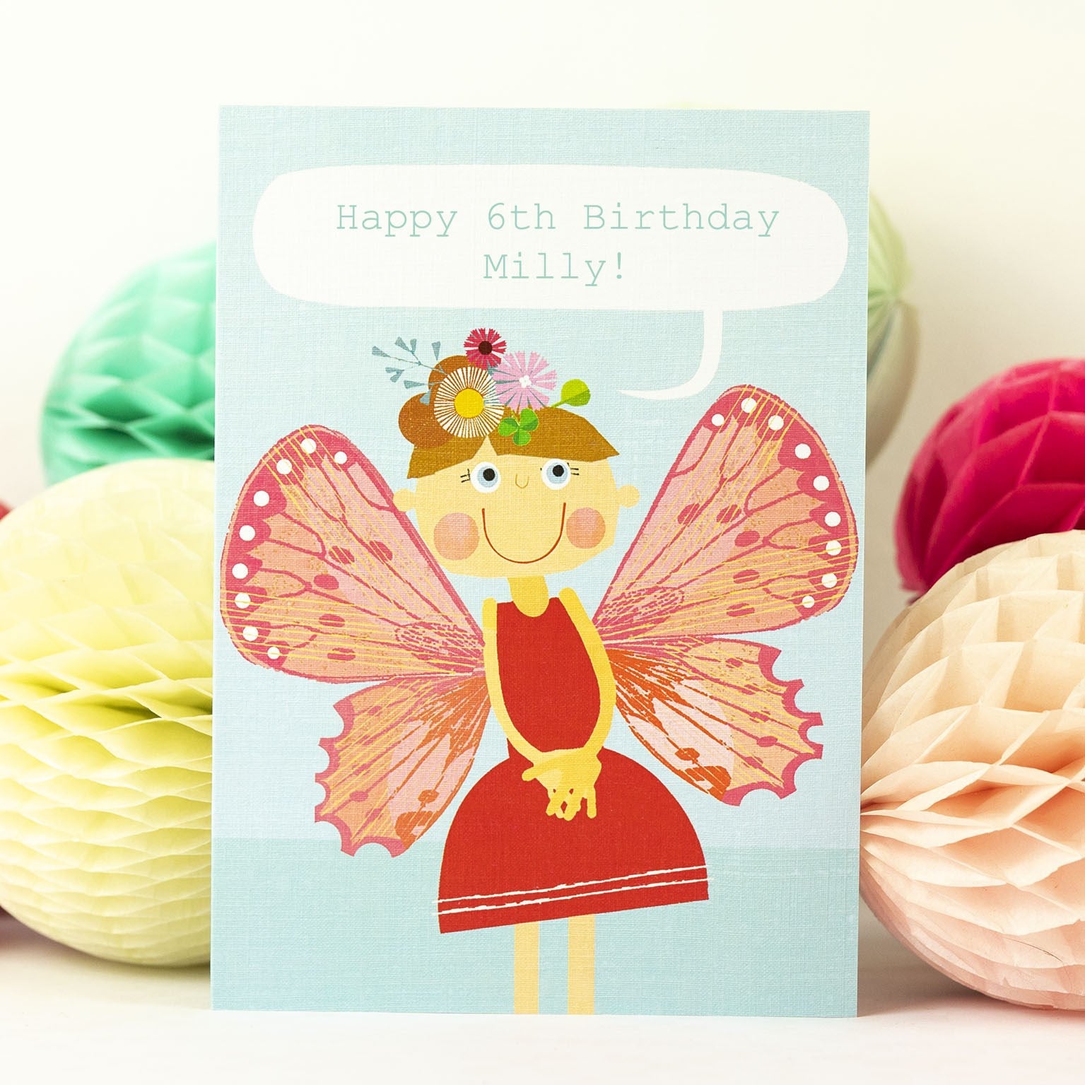 personalised butterfly girl card