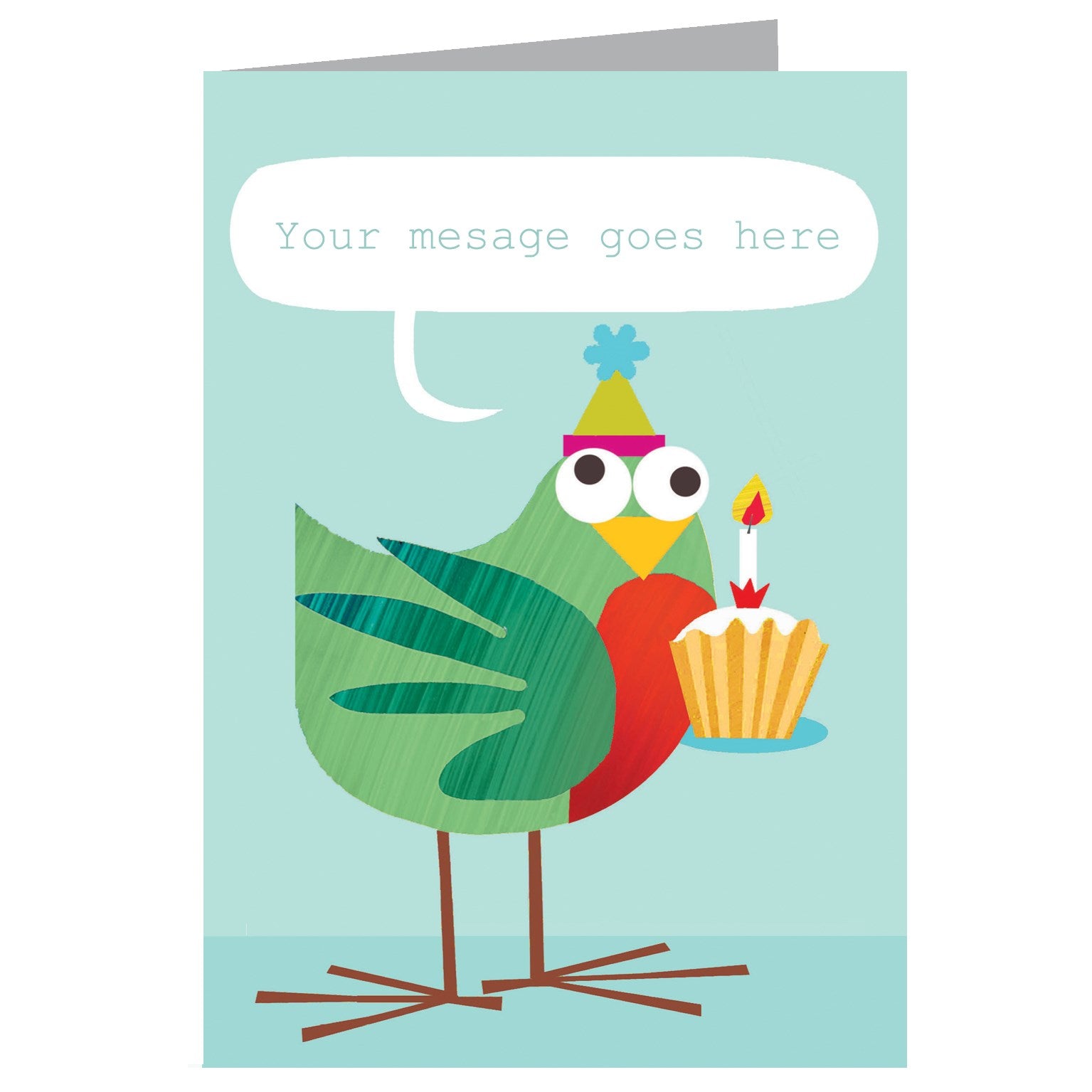 personalised bird with a fairy cake card