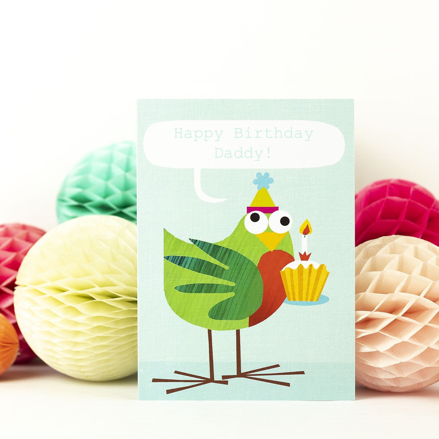 personalised bird with a fairy cake card