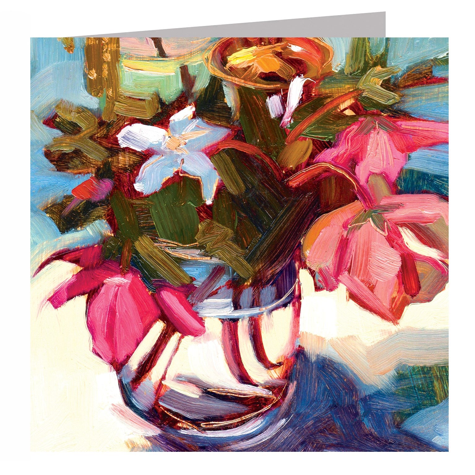 hellebores & vinca greetings card