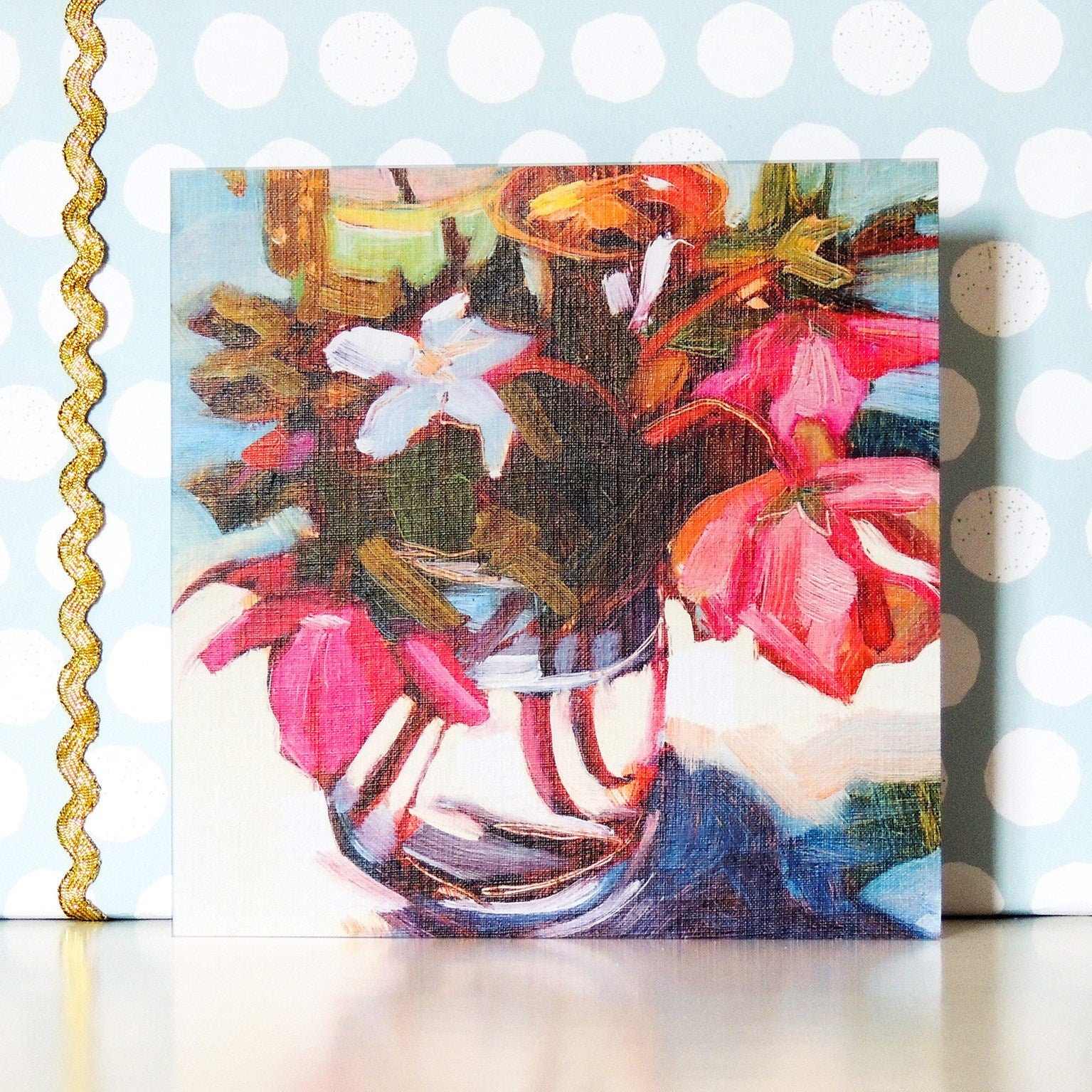 hellebores & vinca greetings card